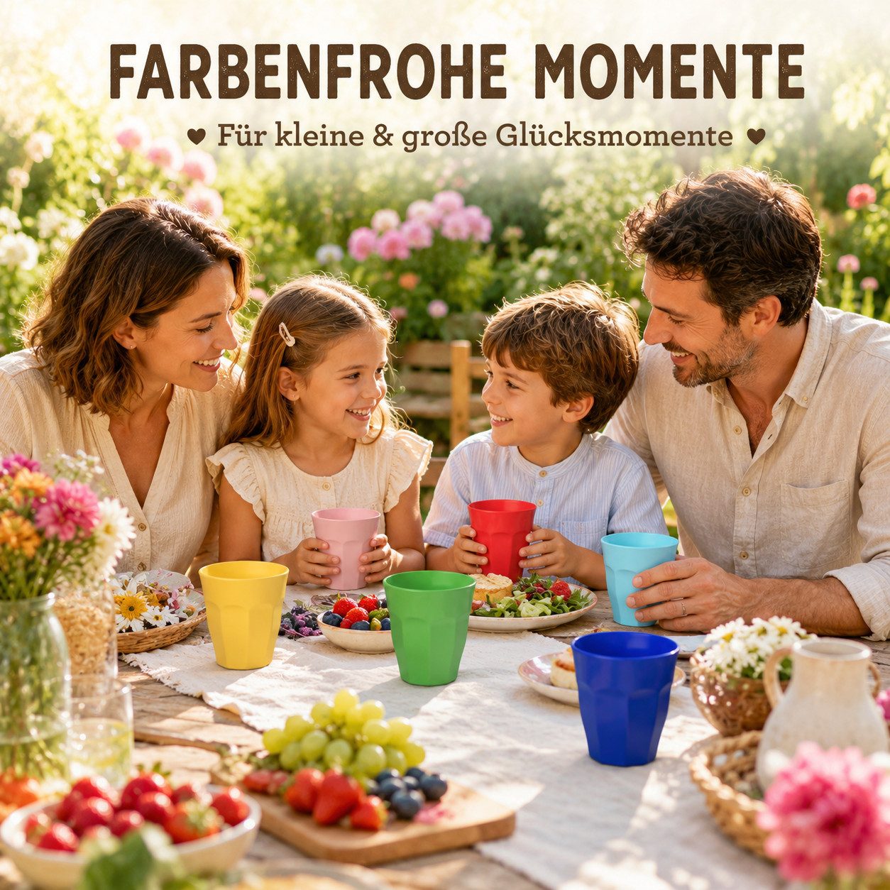 rice Becher Melamin Becher Set bunt robust für entspannten Familienalltag, 1-tlg., Melamin – Bild 4 von 5