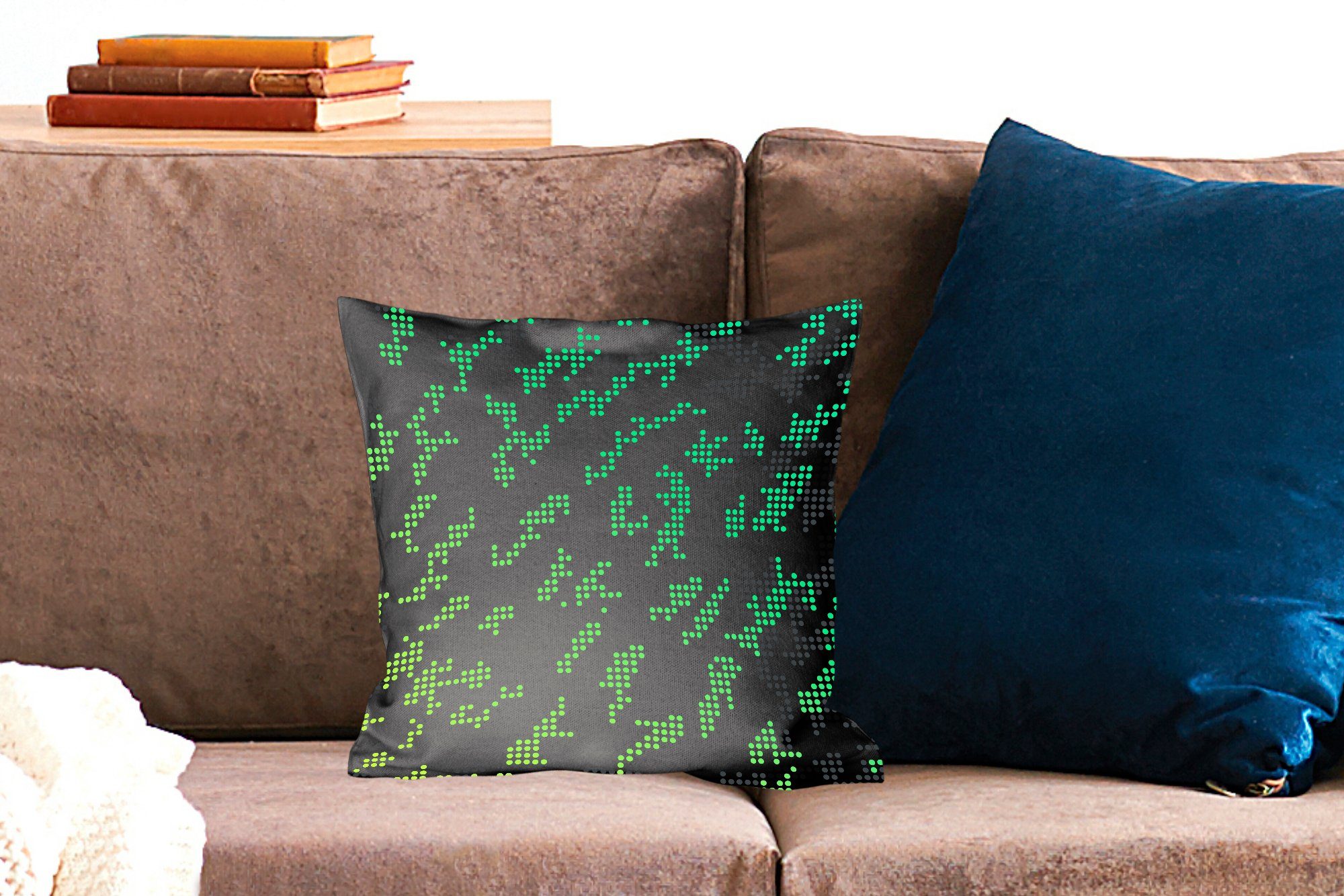 Zierkissen Sofakissen Deko, Füllung für und Schlafzimmer, aus Punkten, Camouflage-Muster mit MuchoWow Wohzimmer, Dekokissen grünen grauen