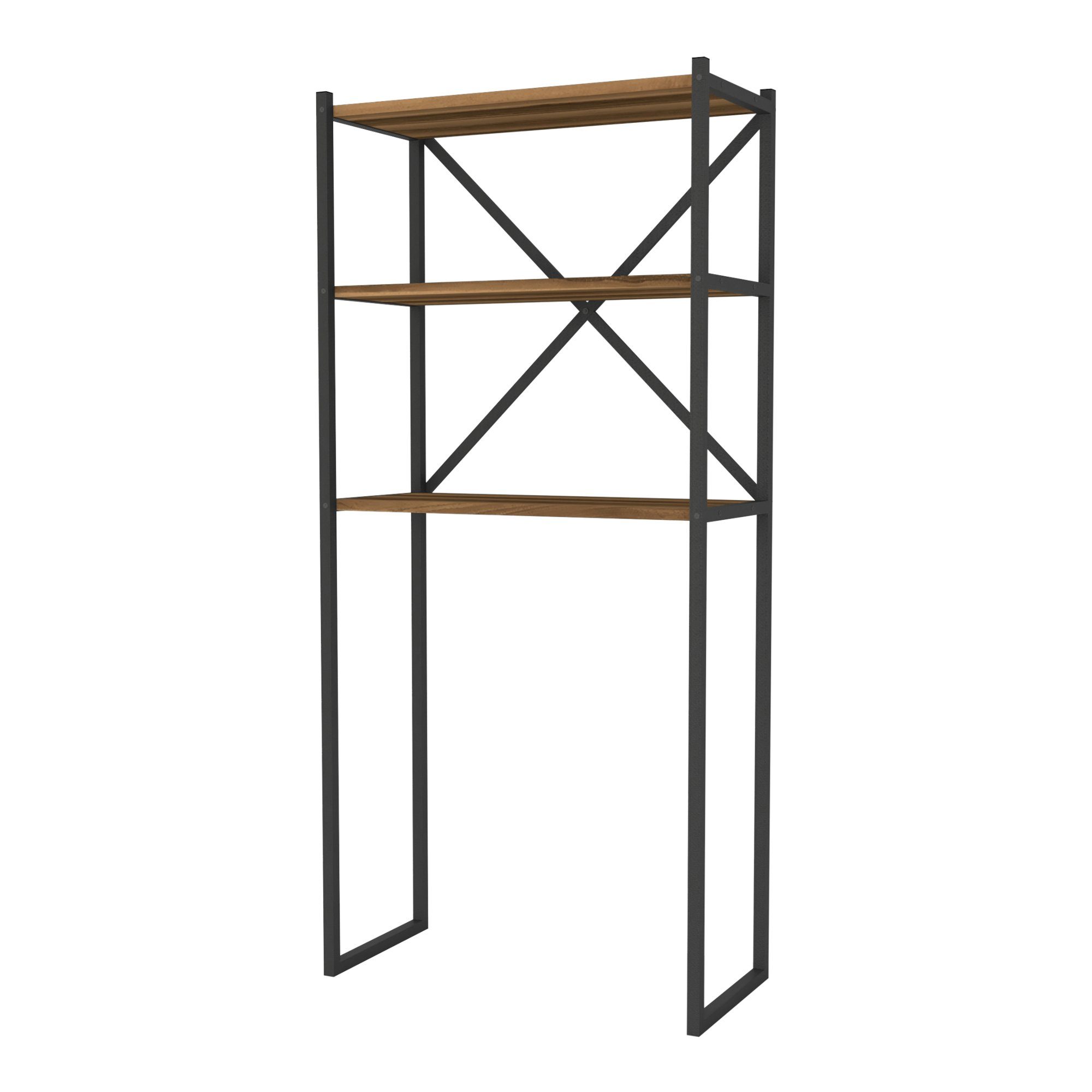 en.casa Badregal, Askersund Waschmaschinenregal 160x66x34cm Walnuss-Optik günstig online kaufen