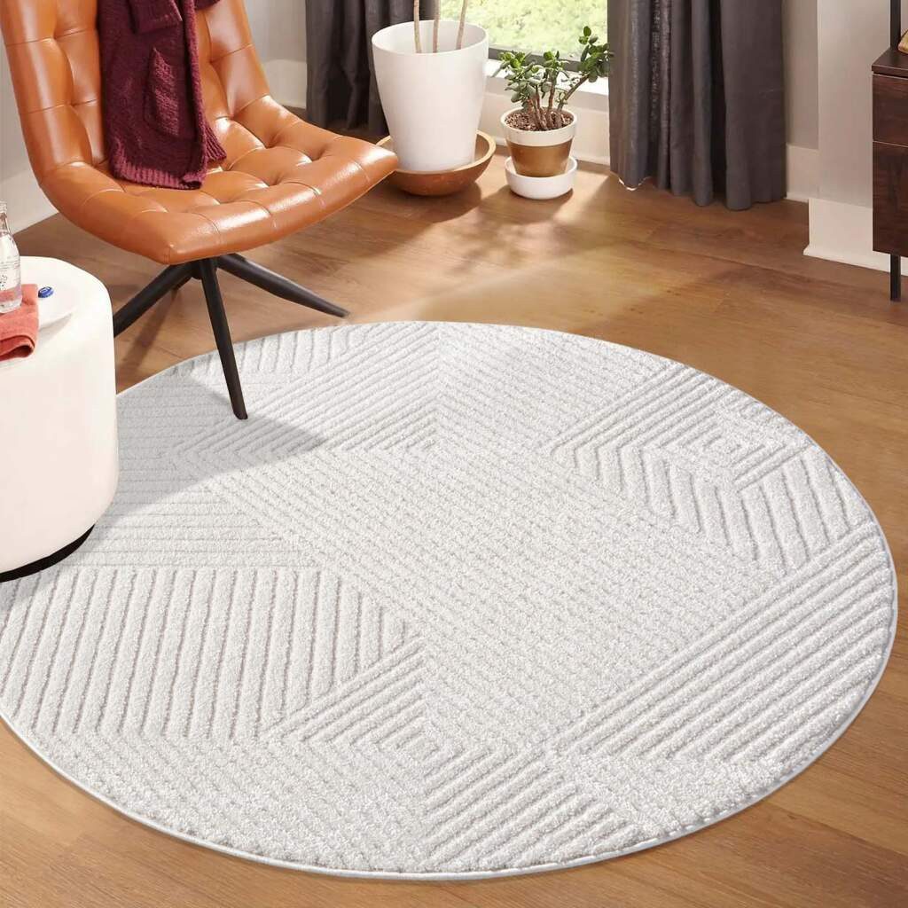 Carpet City Teppich LOUNGE 0632, rund, Höhe: 15 mm, Kurzflor-Teppich Modern günstig online kaufen