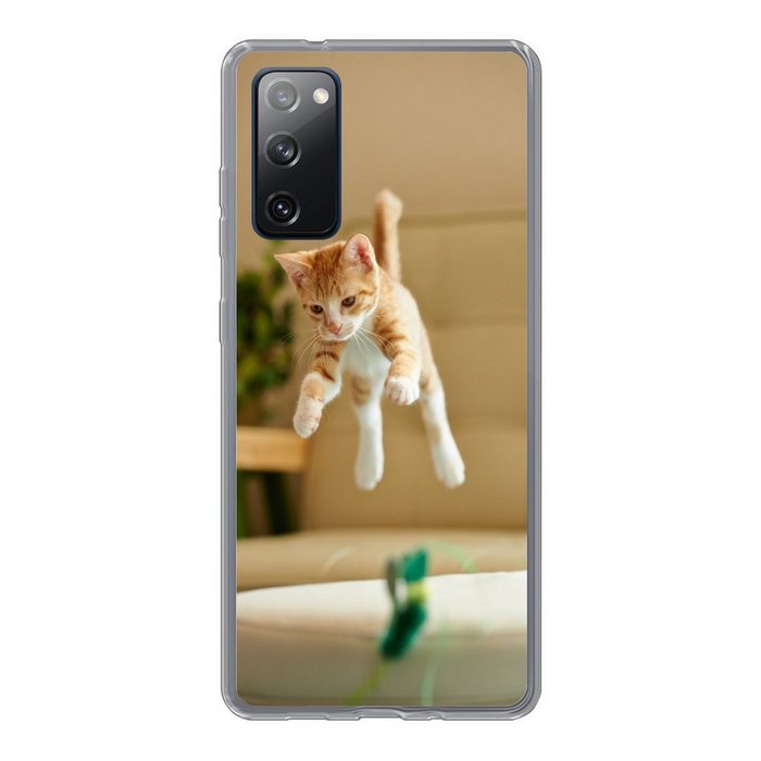 MuchoWow Handyhülle Katze - Springen - Spielzeug Phone Case Handyhülle Samsung Galaxy S20 FE Silikon Schutzhülle