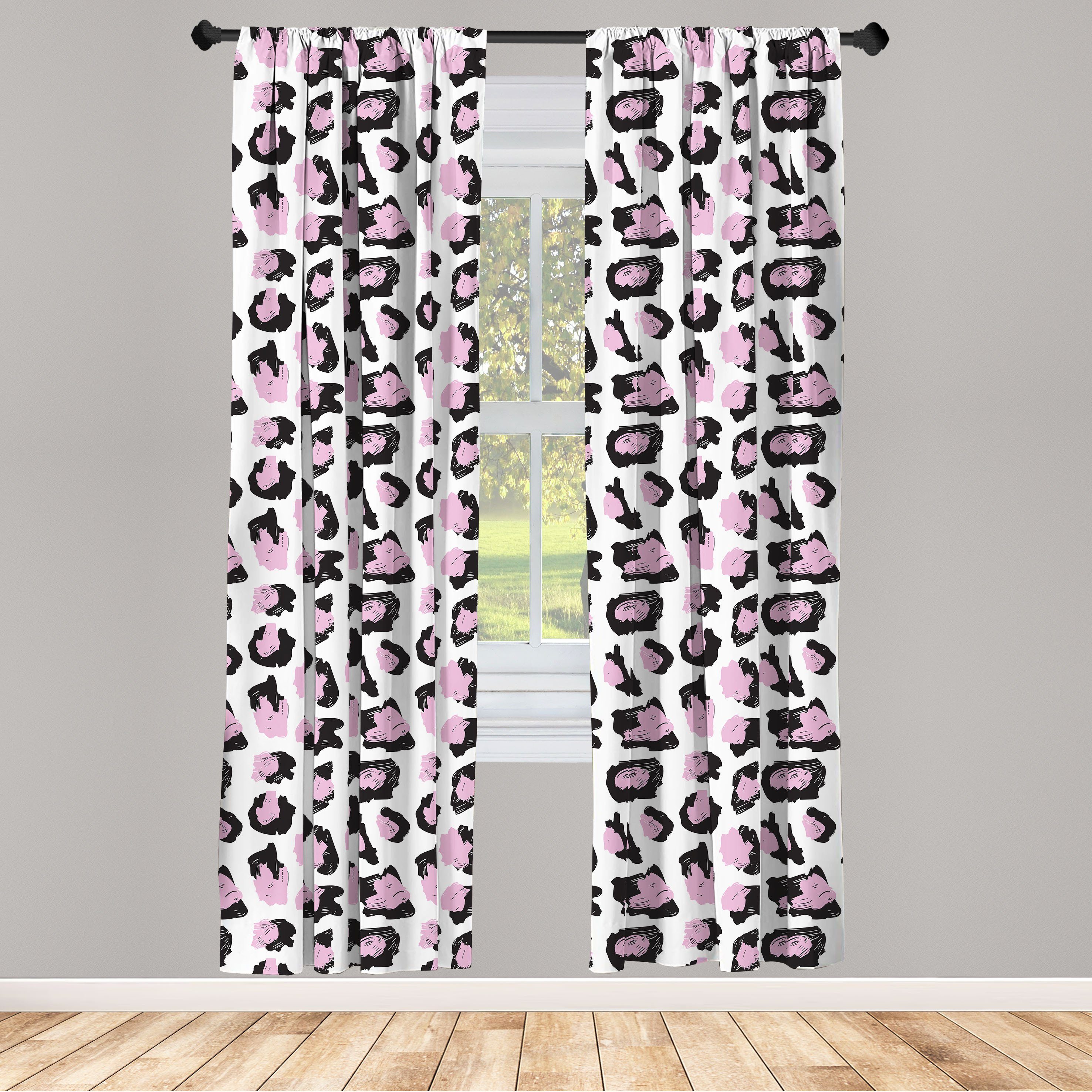 Gardine Vorhang für Wohnzimmer Schlafzimmer Dekor, Abakuhaus, Microfaser, Modern Abstrakt Leopard Spots Motiv