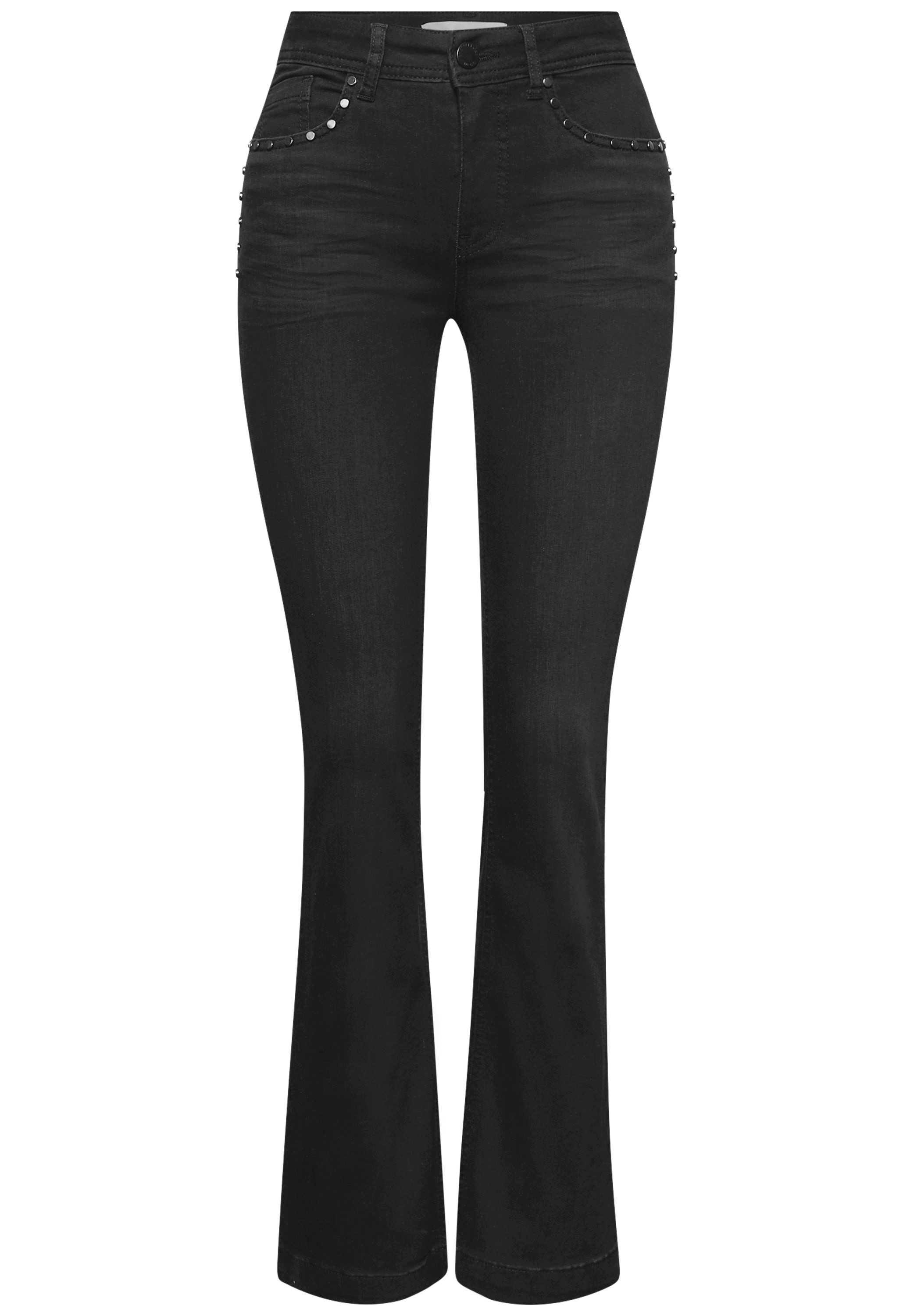 STREET ONE Slim-fit-Jeans Bootcut Jeans mit Nieten (1-tlg) günstig online kaufen
