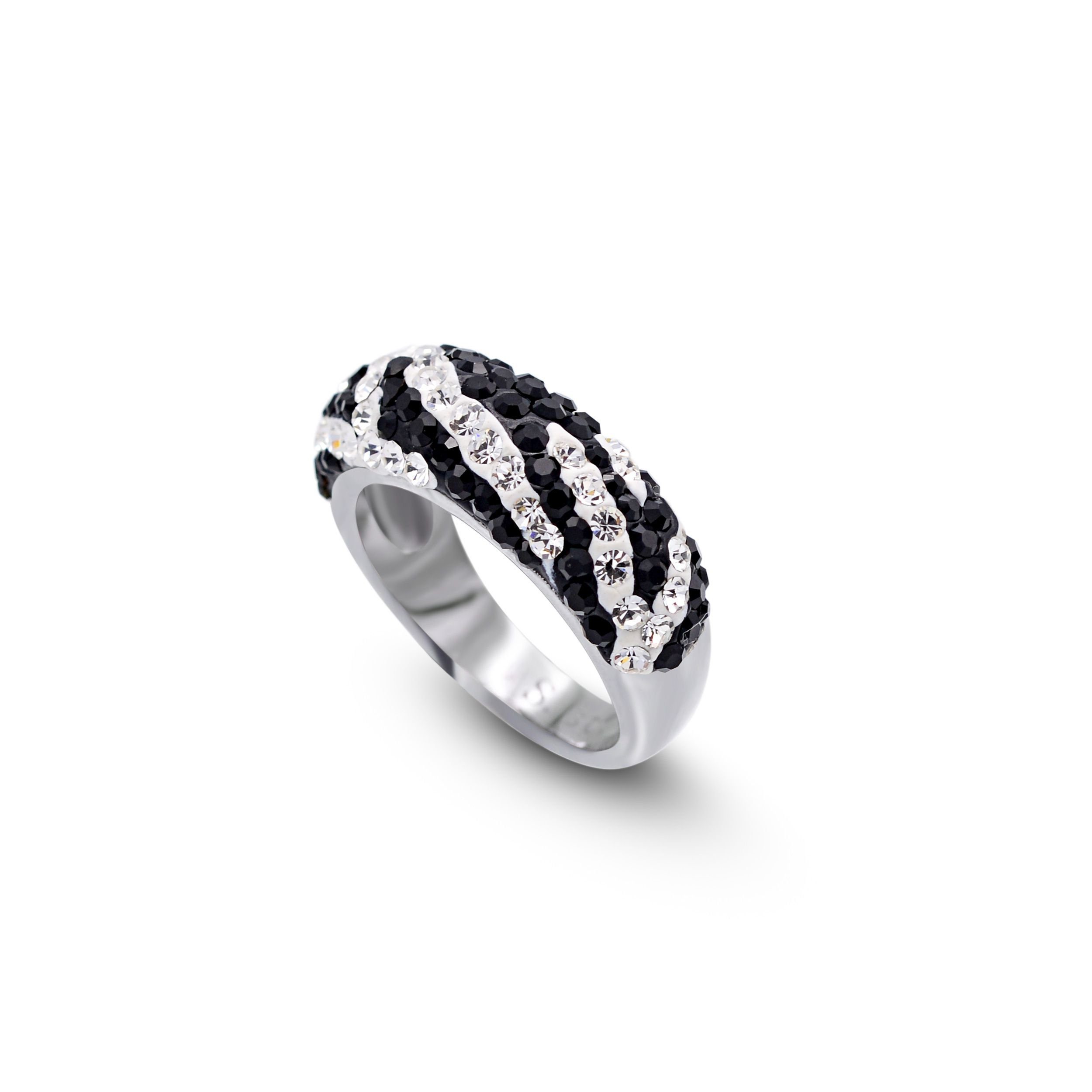 Kingka Fingerring Glamour, Damen Ring mit Zirkonia schwarz weiß, Schmuck Ge günstig online kaufen