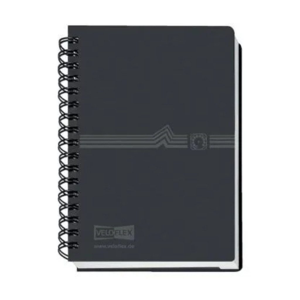 VELOFLEX Verbandbuch VELOFLEX A7 schwarz Telefonringbuch mit Spiralbind, Mit Register & Spiralbindung