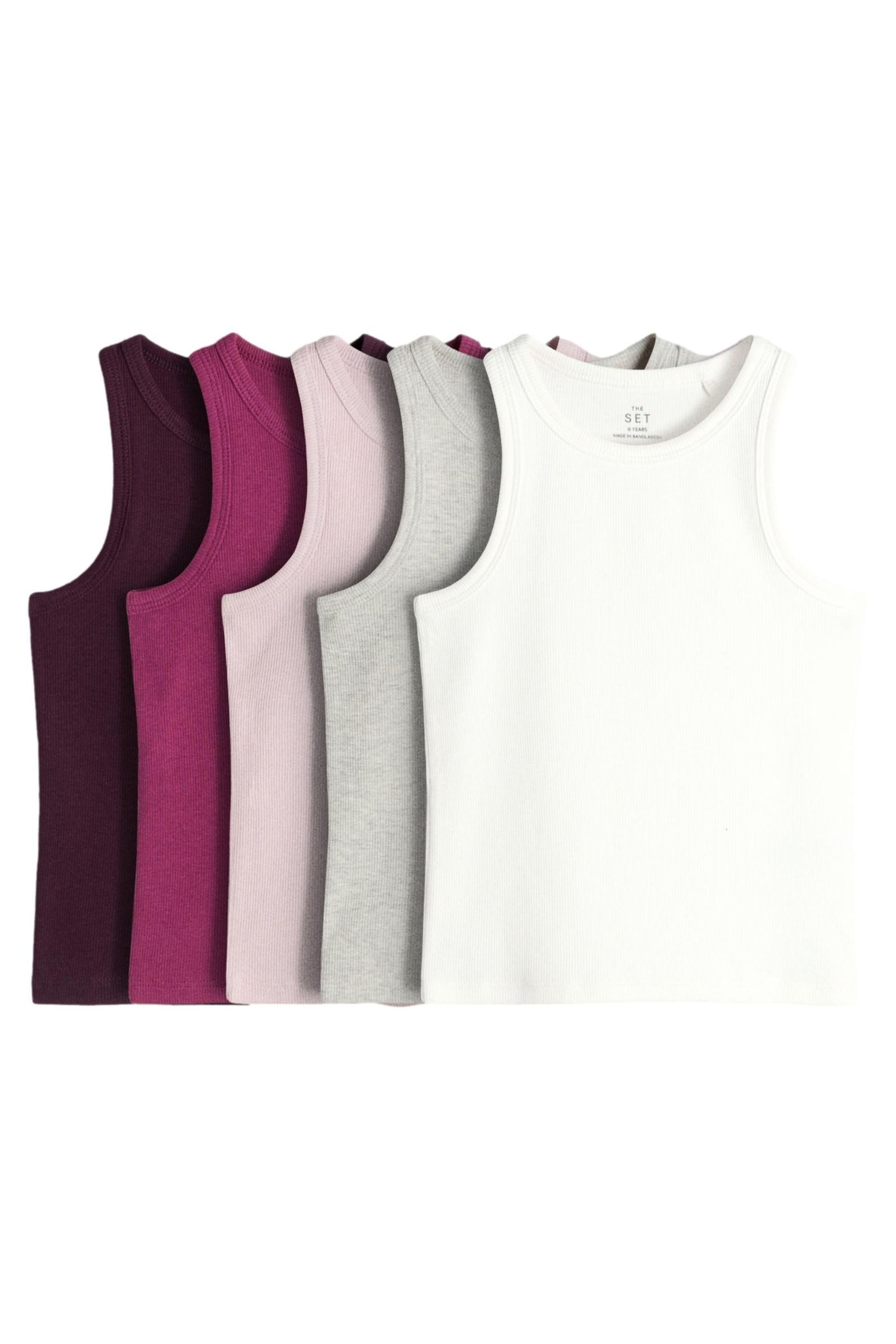 The Set Trägertop The Set gerippte Jersey-Trägertops, 5er-Pack (5-tlg)
