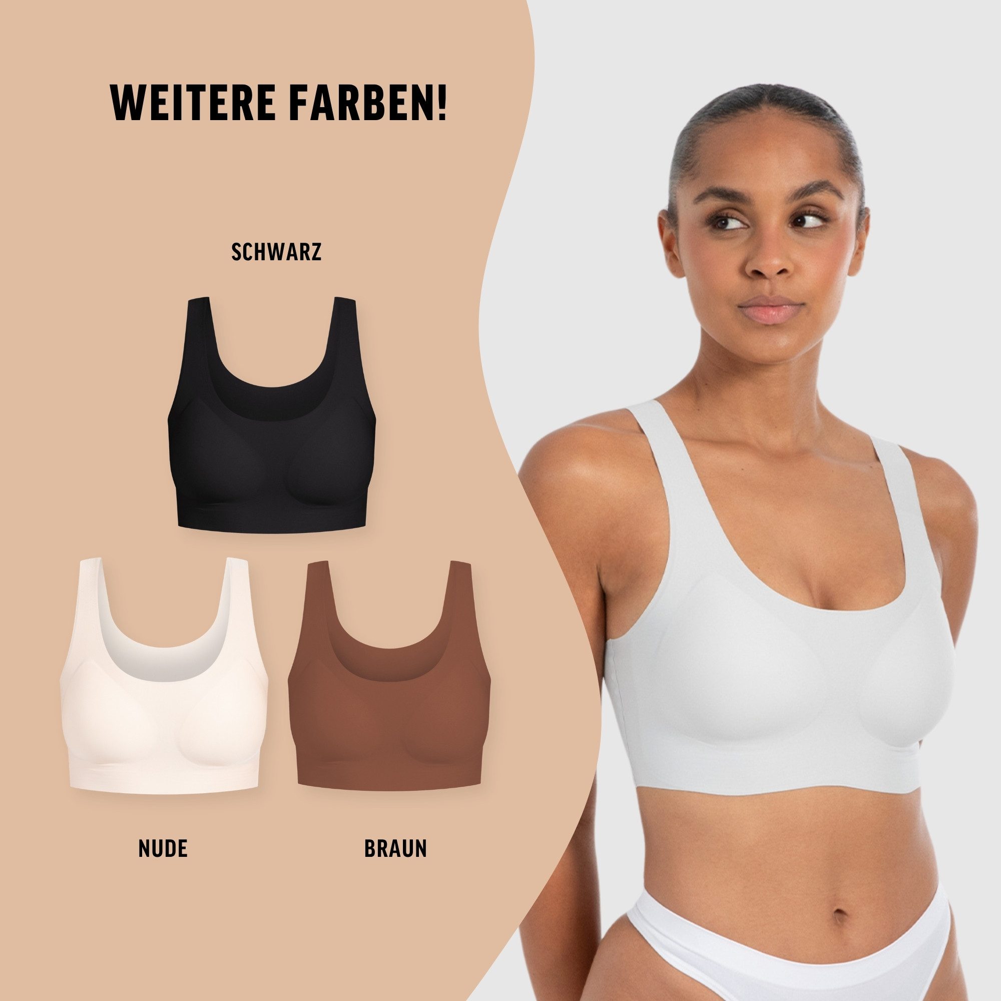 Smilodox Bralette Nysa, Plunge Bralette, leicht bügellos Komfort BH, anpassbare Träger Hochwertige Unterwäsche, dehnbarer Stoff, Plunge Ausschnitt