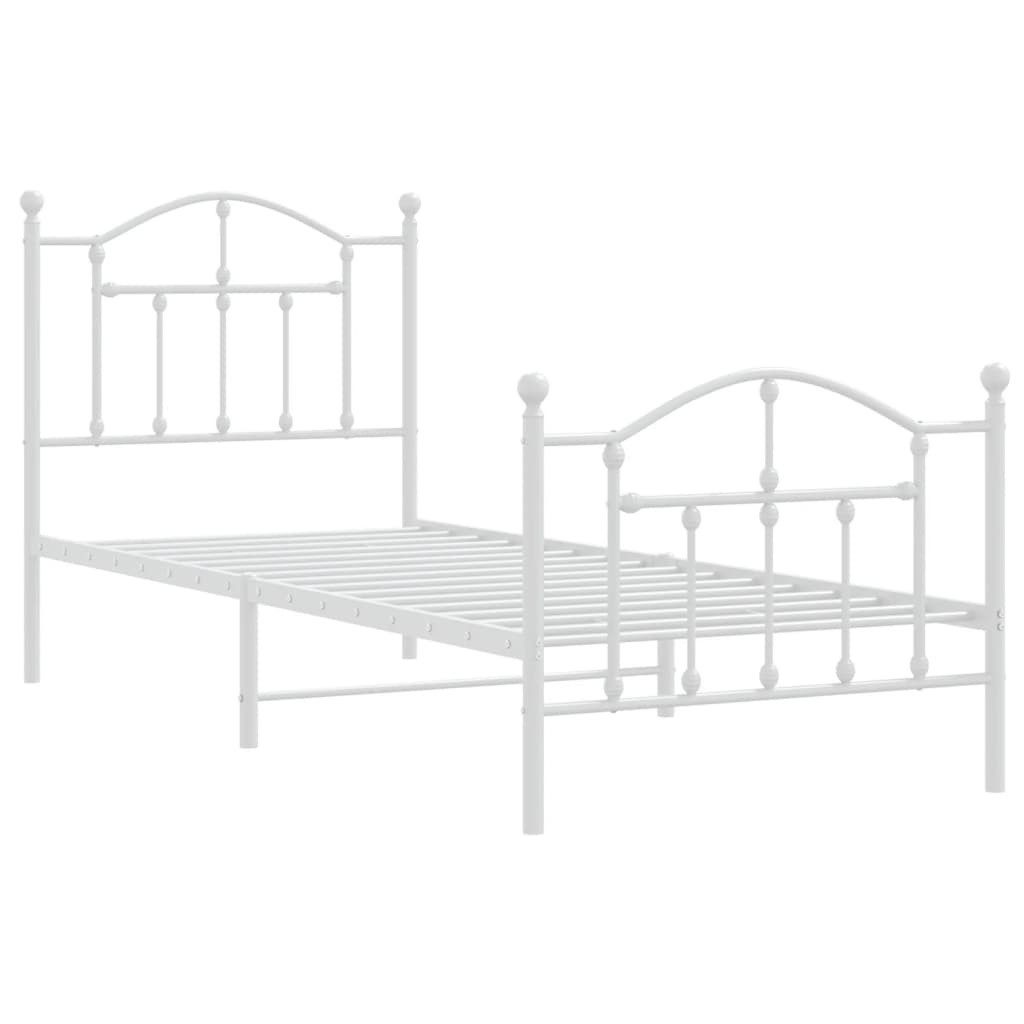 vidaXL Bett Bettgestell mit Kopf- und Fußteil Metall Weiß 90x190 cm günstig online kaufen
