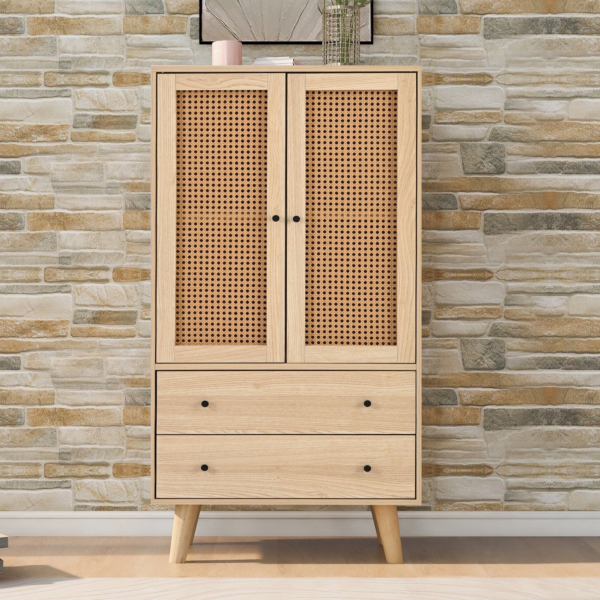 Fangqi Stauraumschrank Aufbewahrungssideboard mit großem Stauraum, wohnzimmer seitenschrank (set, Wohnzimmer Sideboard Kommode vertikale Schrankaufbewahrung Sideboard) Bestehend aus 2 Holztüren und 2 Schubladen