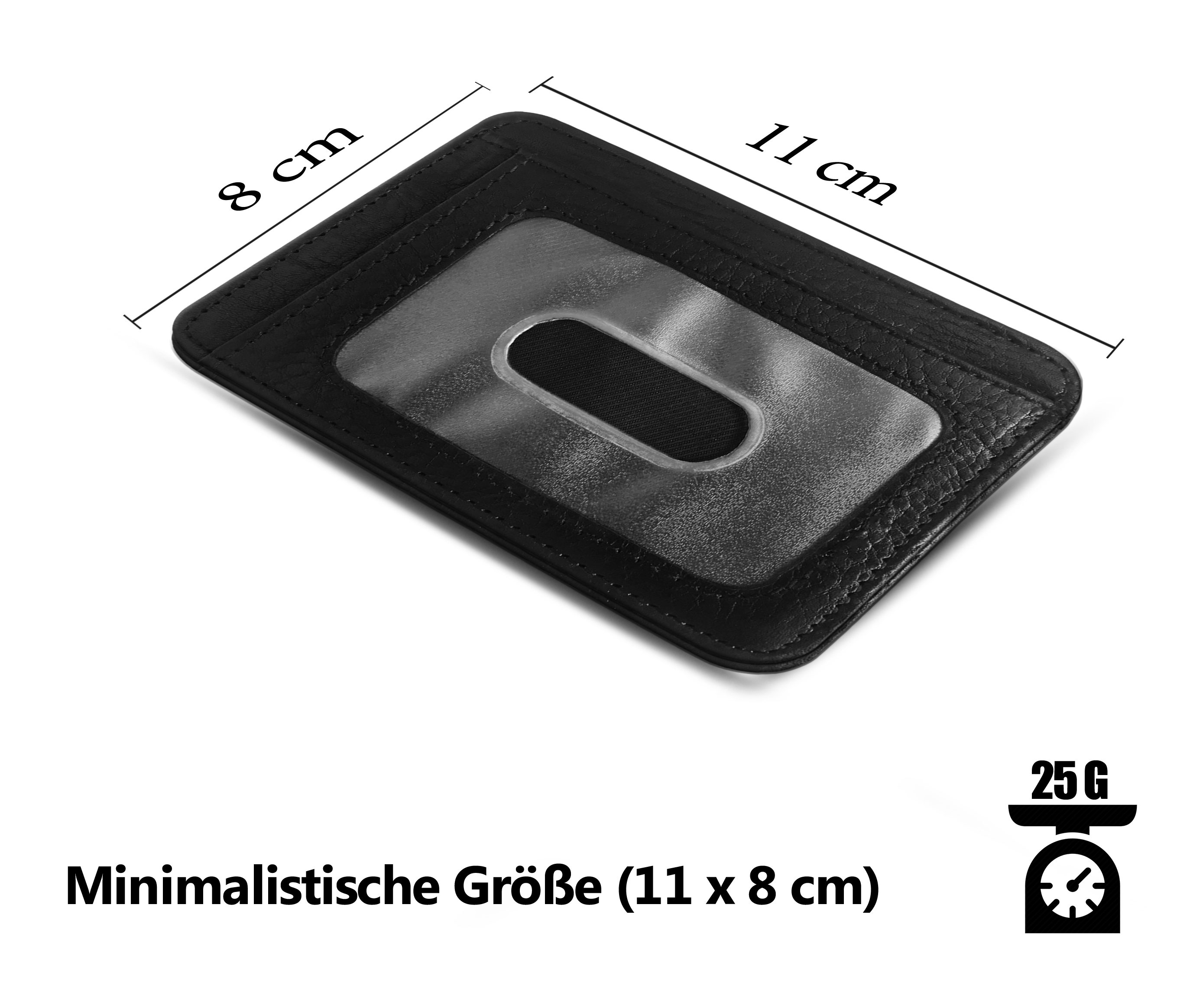 Wrischan Kartenetui 100% Echtleder Kartenetui SEHR Slim und FLACH Kreditkartenetui (Slim Wallet), Kartenhalter für bis zu 12 Kreditkarten, Brieftasche, Mini Gel – Bild 3 von 5