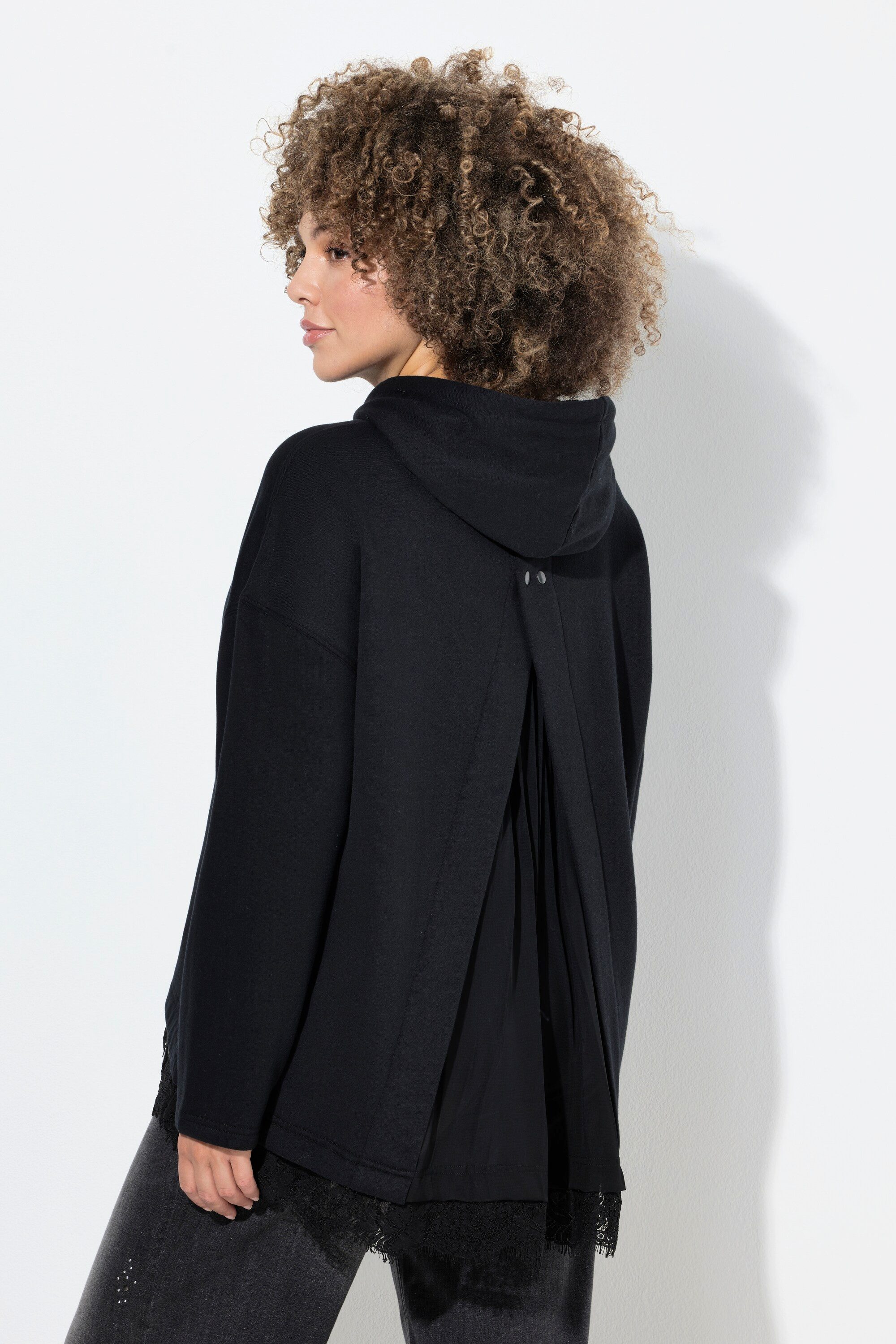Ulla Popken Sweatshirt Hoodie Spitzensaum A-Linie Kapuze Langarm – Bild 3 von 3