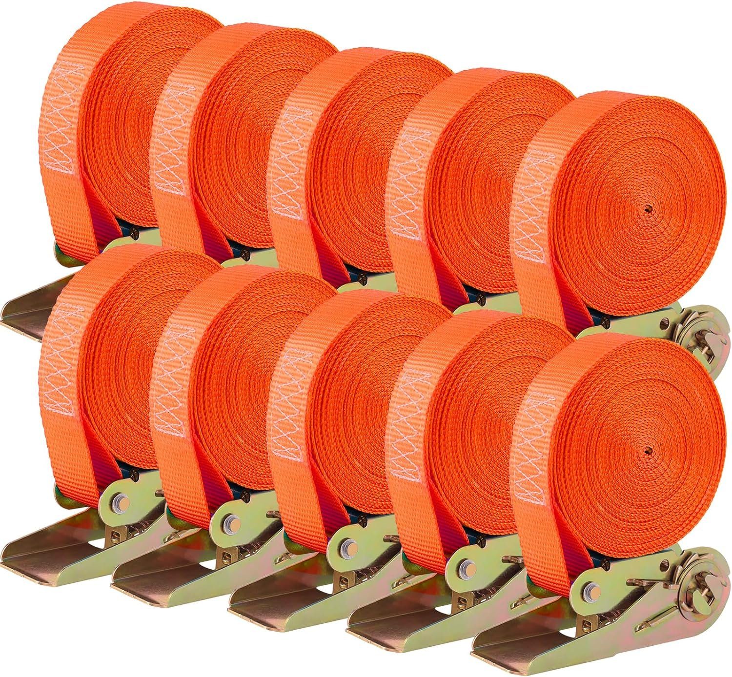 TLGREEN Zurrgurt 10 Stück Zurrgurt mit Ratsche (6m Lange 25mm Ratschengurte,für Ladungssicherung, 3 Farben verfügbar) Belastung 800 kg