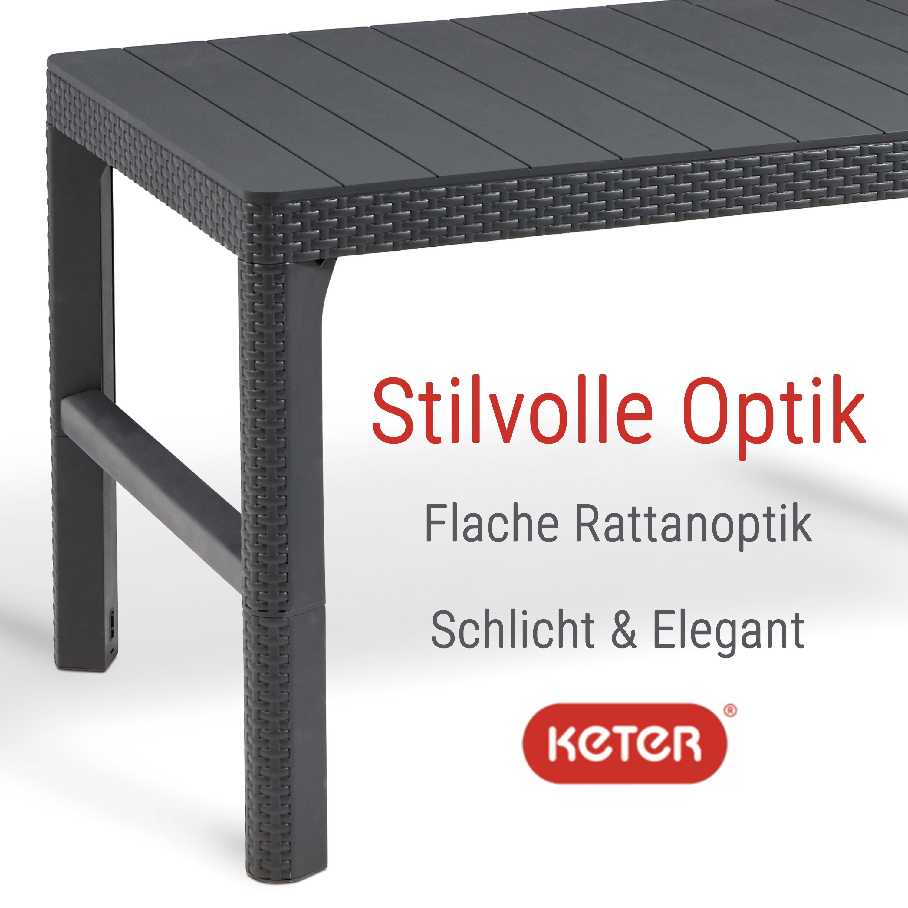 Allibert Gartentisch Allibert Lyon Lounge Tisch, höhenverstellbar