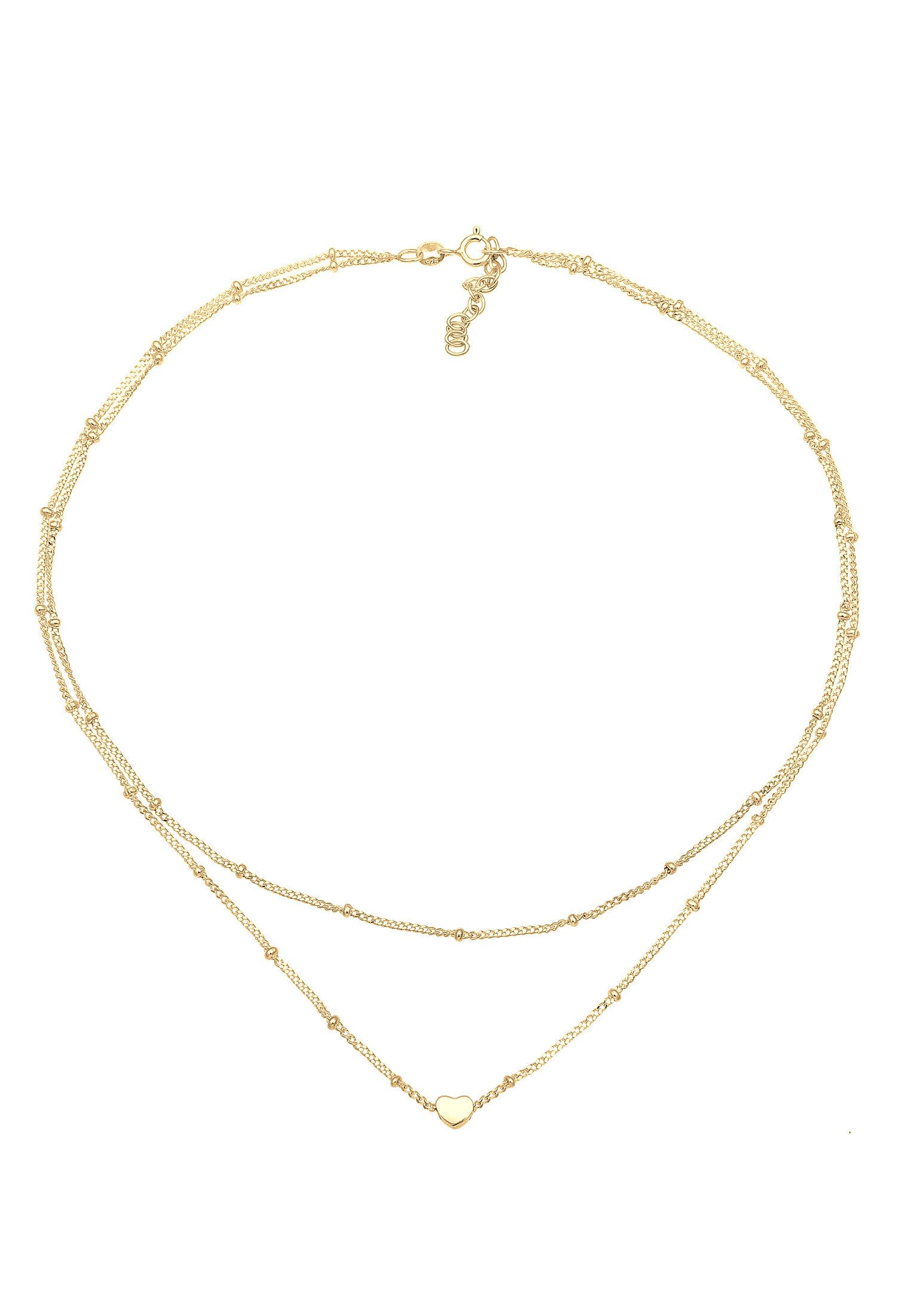Elli Collier Choker Layer Kugelkette Herz 925 Silber