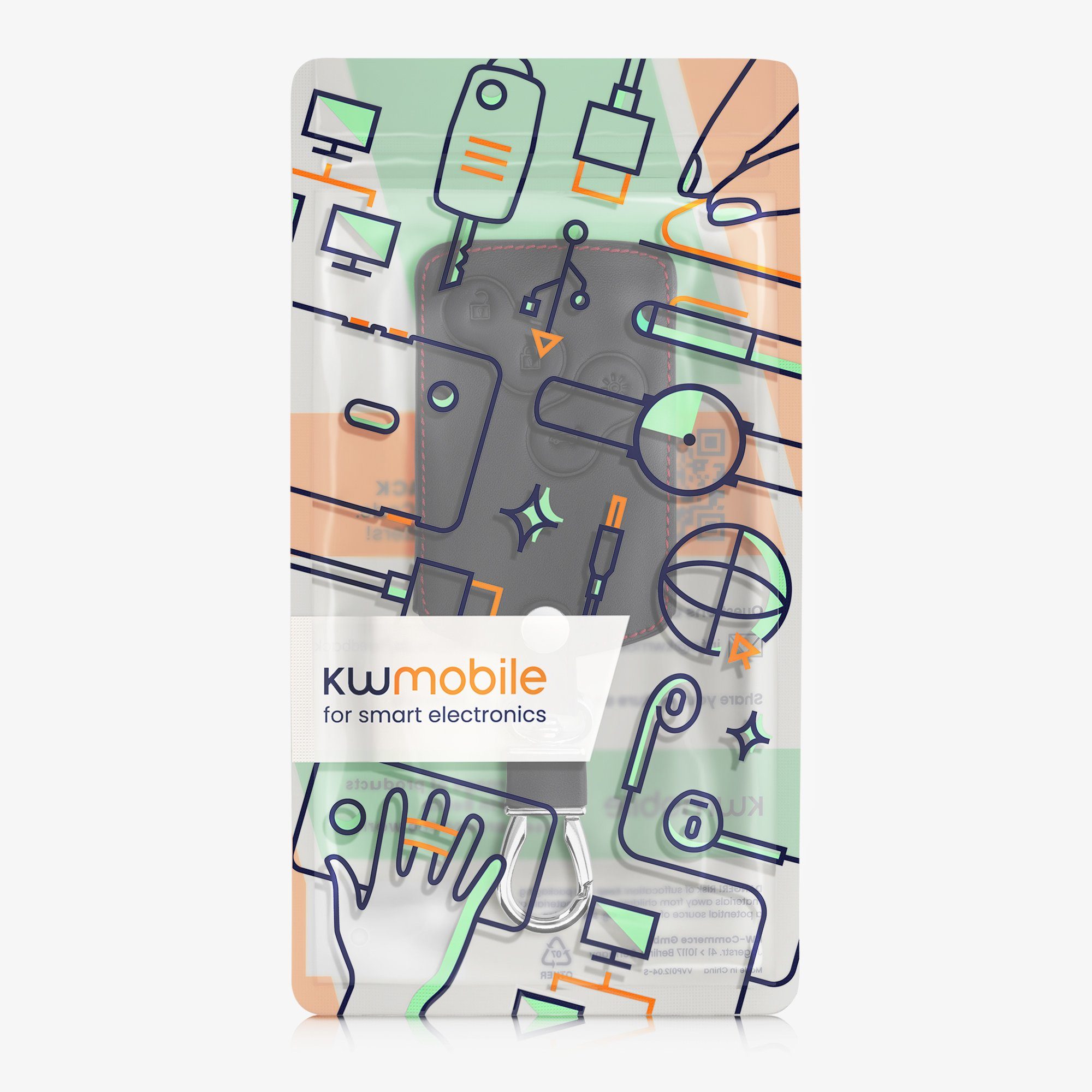 kwmobile Schlüsseltasche Autoschlüssel Kunstleder Cover Case Schlüsselhülle Hülle für Schwarz Renault, Schlüssel