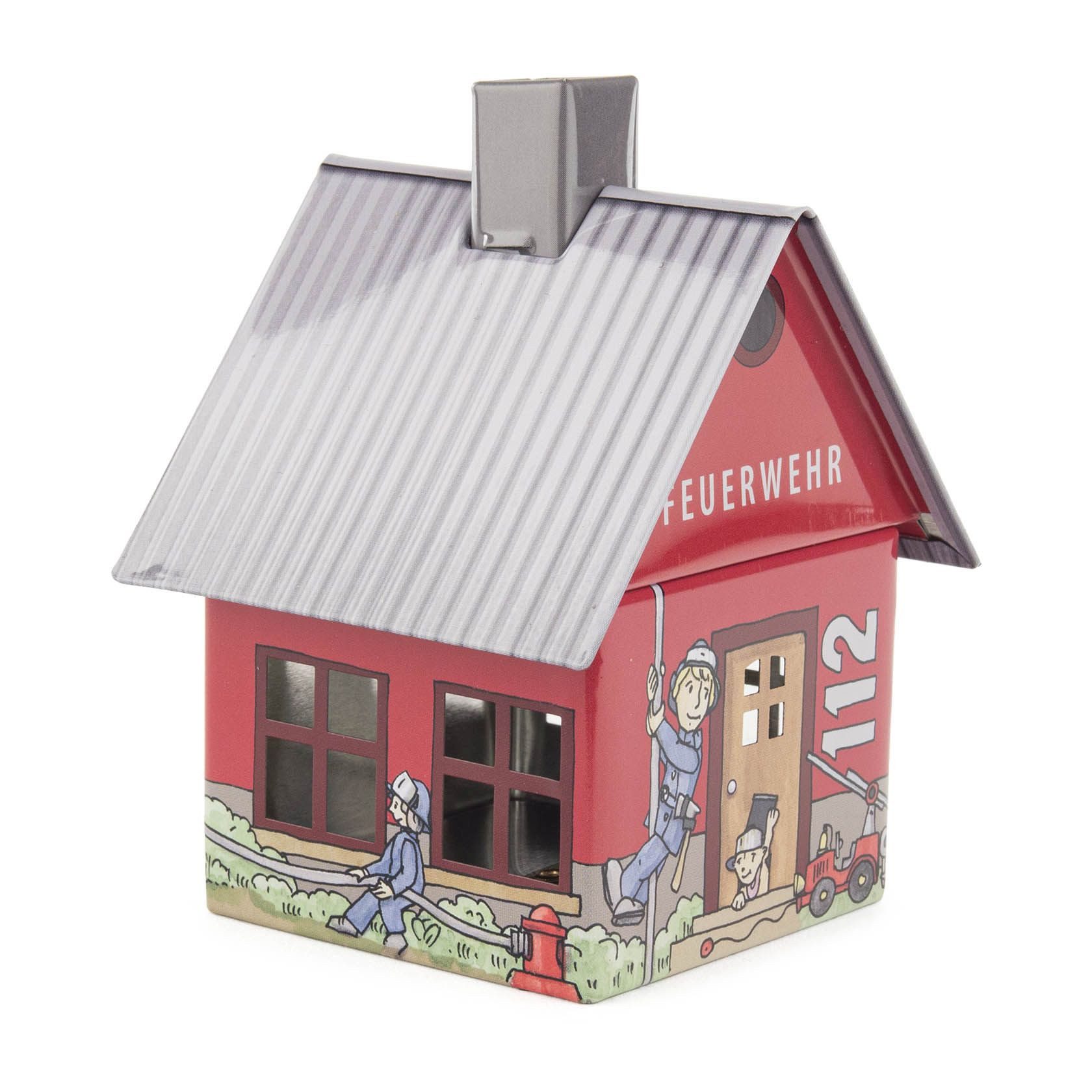Dregeno Erzgebirge Räucherofen Räucherhaus Metall "Feuerwehr" bunt BxHxT 8x9x7cm NEU