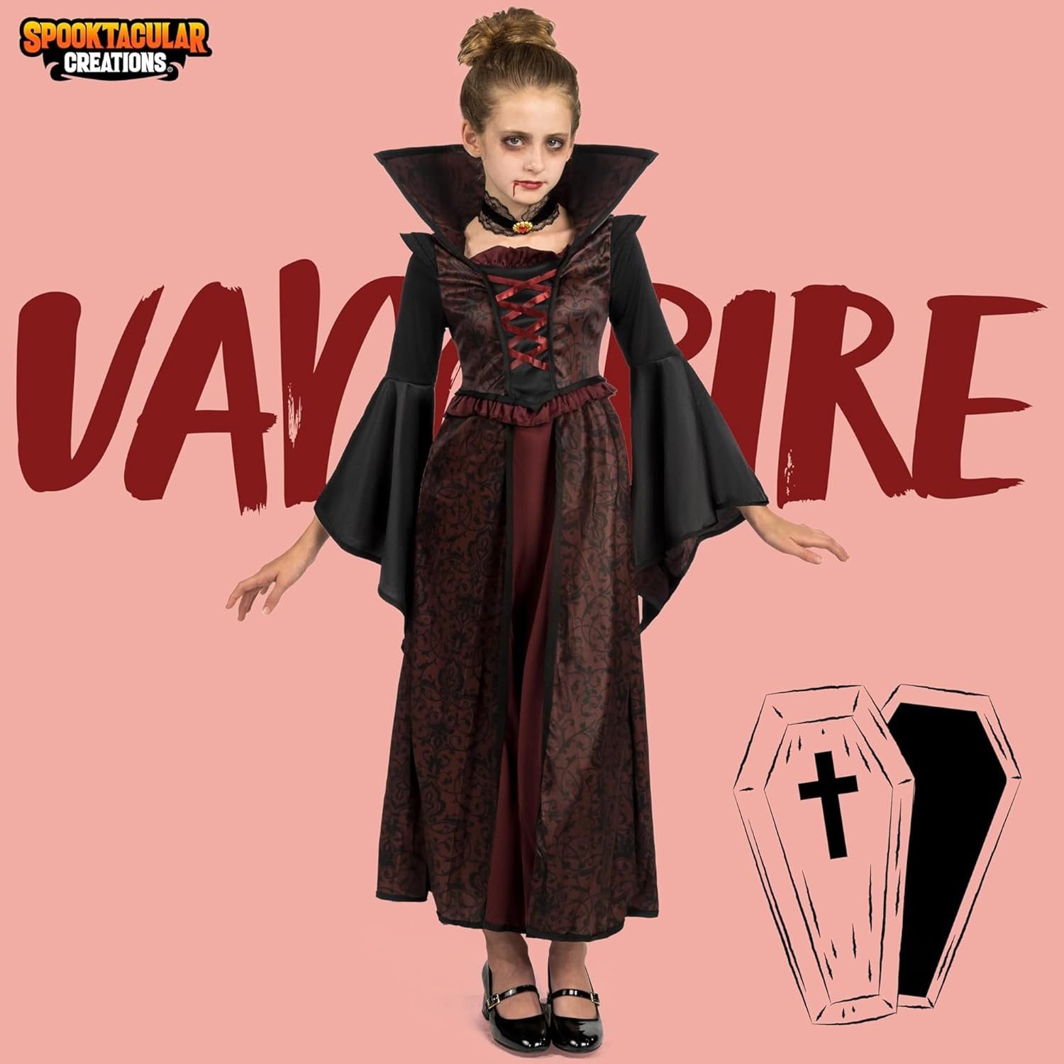 Spooktacular Creations Vampir-Kostüm Spooktacular Creations Vampirin Kleid, Mädchen Halloween