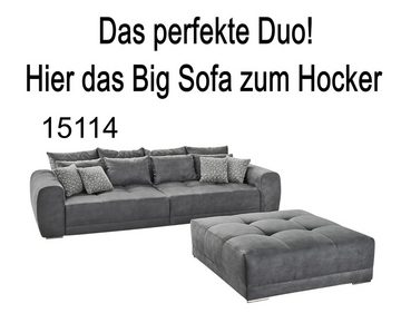 luma-home Polsterhocker 15139 (XXL-Hocker 120x120 cm mit Federkernpolsterung, passend zum Big Sofa), Mikrofaserstoff Grau