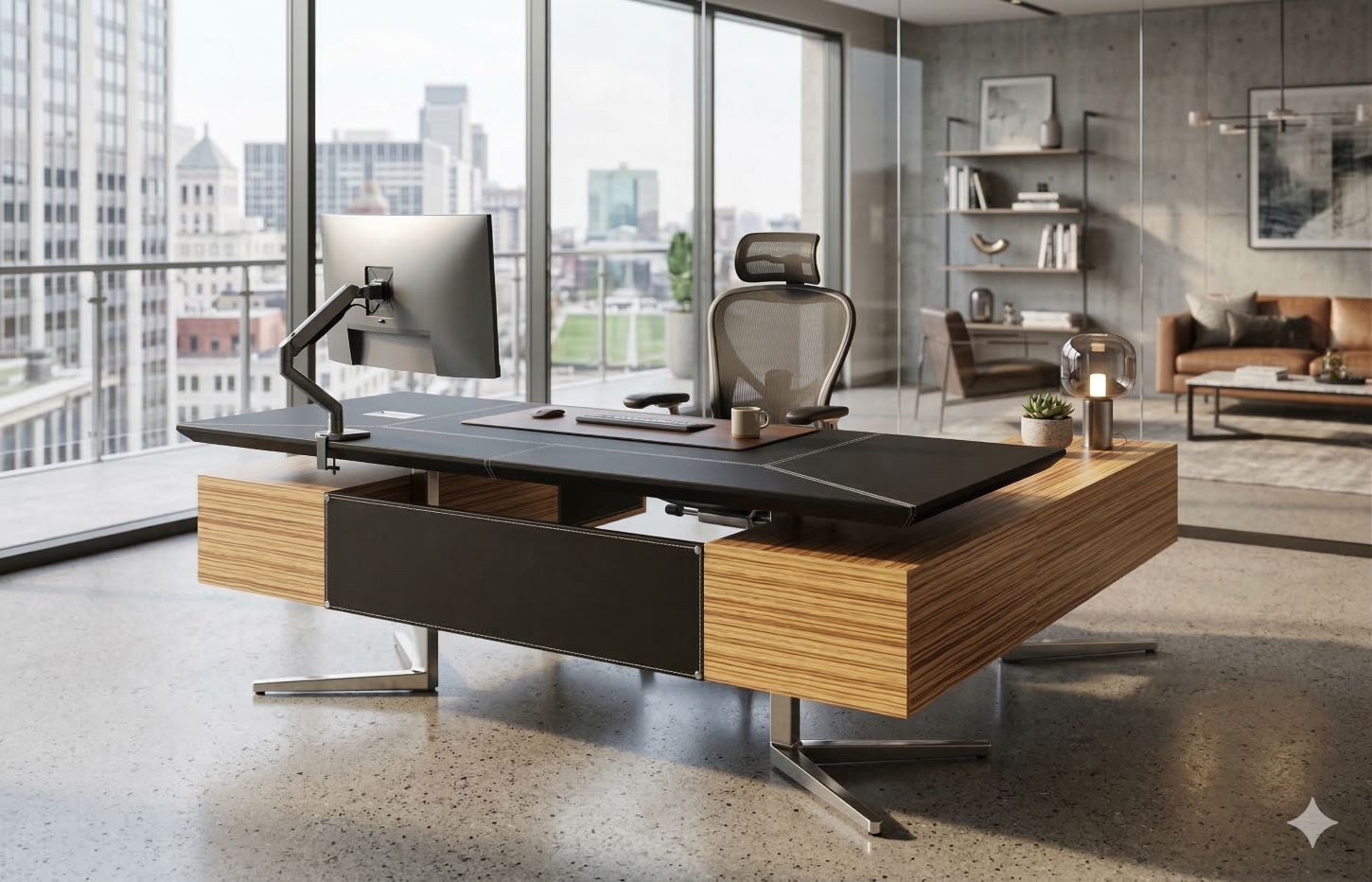 Jet-Line Schreibtisch Büromöbel Chef Schreibtisch Bari schwarz - Holz Ch