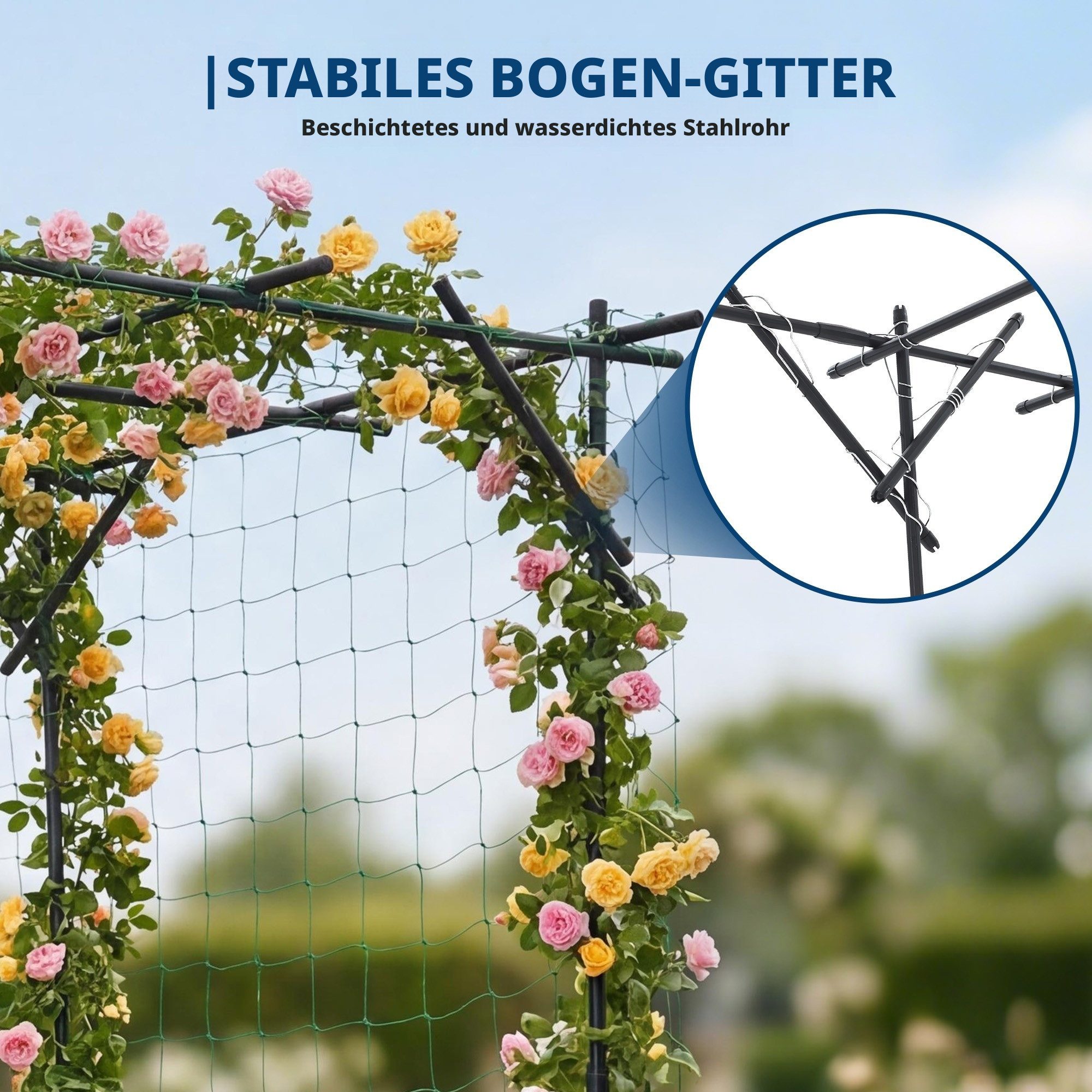 GarveeMore Spalier Pflanzbogen aus beschichtetem Kohlenstoffstahl, wasserfest & rostfrei, inkl. einfacher Montage, für Garten, Hochzeiten, Partys & Kletterpflan – Bild 4 von 5