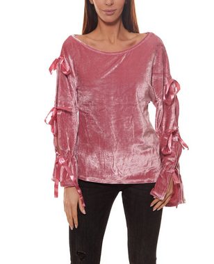 NA-KD Shirtbluse »NA-KD Fashion x THERESE LINDGREN Blusen-Shirt coole Damen Samt-Bluse mit Öffnungen am Arm Party Pink«