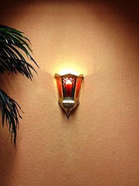 Marrakesch Orient & Mediterran Interior Wandleuchte Orientalische Lampe Wandleuchte Souraya Rot, ohne Leuchtmittel, Handarbeit
