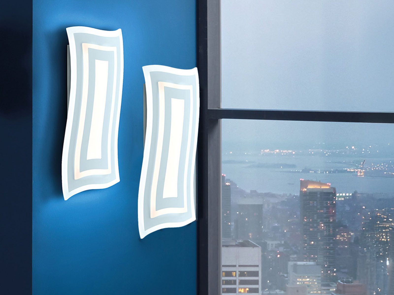 FISCHER & HONSEL LED Wandleuchte, dimmbar, LED fest integriert, Lichtfarbe Warmweiß-Tageslichtweiß einstellbar, 2er SET Tageslichtlampen flach für indirekte Wandbeleuchtung innen