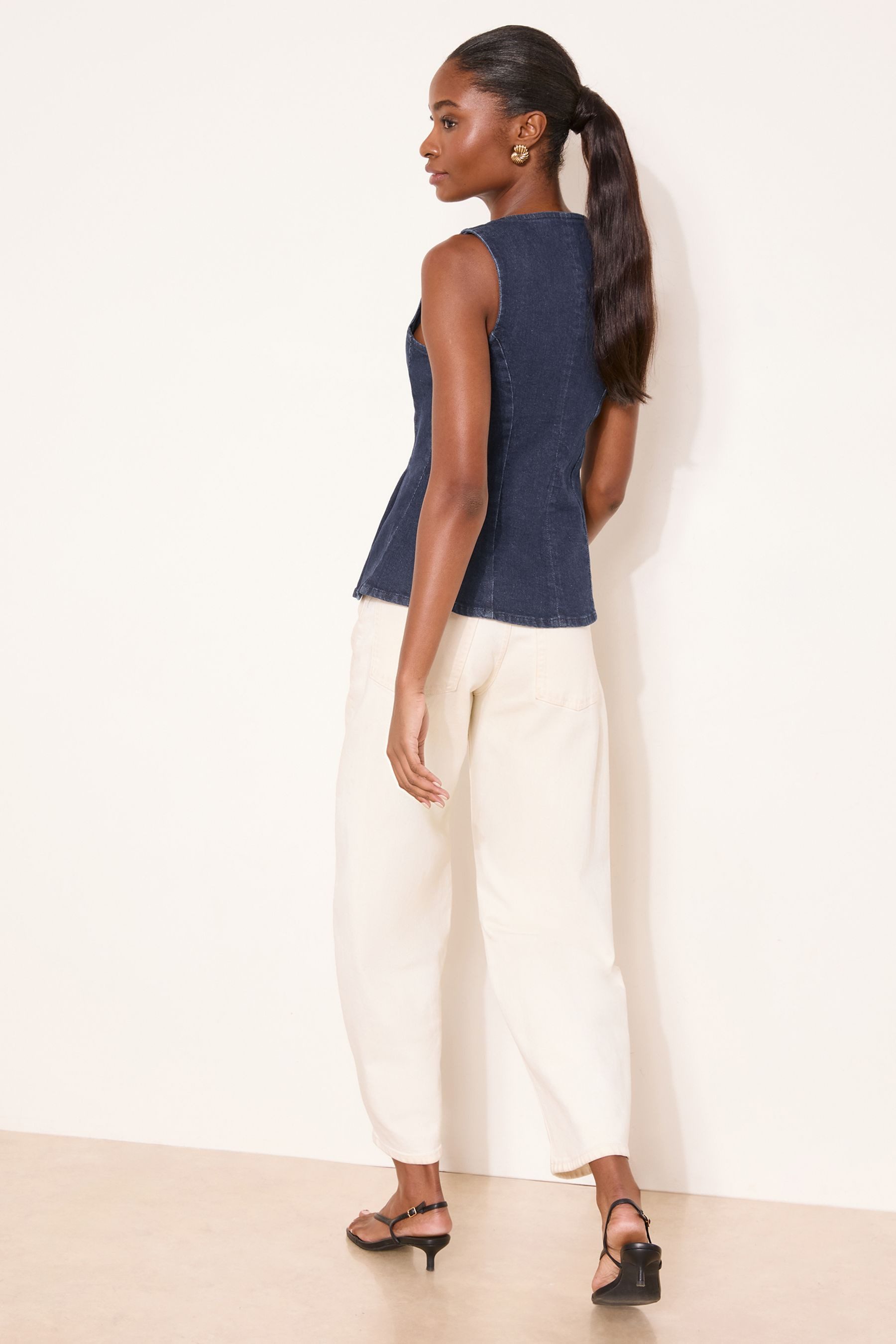 LIPSY Blusentop Lipsy Denim-Weste mit Schößchen (1-tlg) günstig online kaufen
