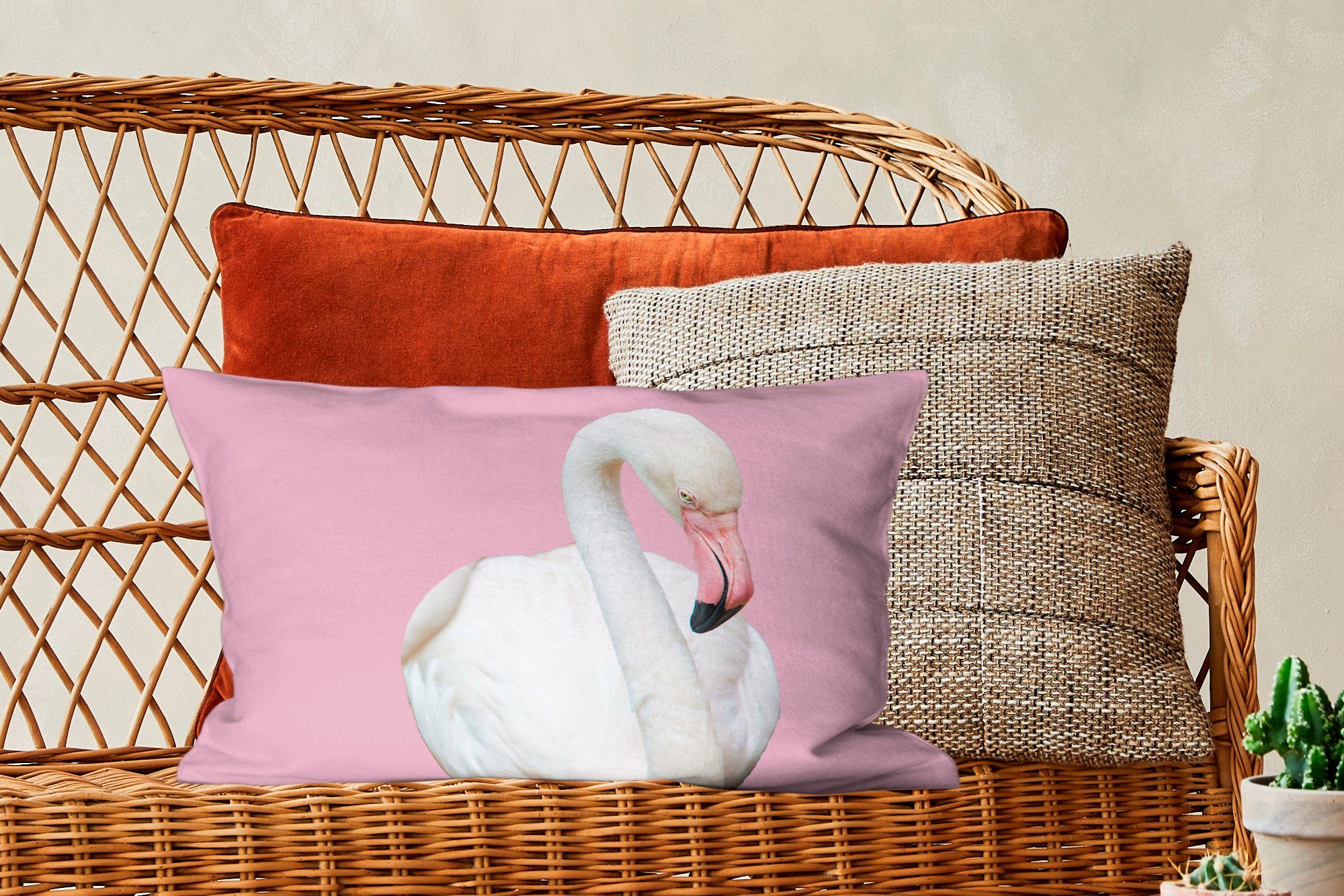 MuchoWow Dekokissen Weißer Dekoration, mit Wohzimmer Flamingo, Schlafzimmer Füllung, Zierkissen, Dekokissen