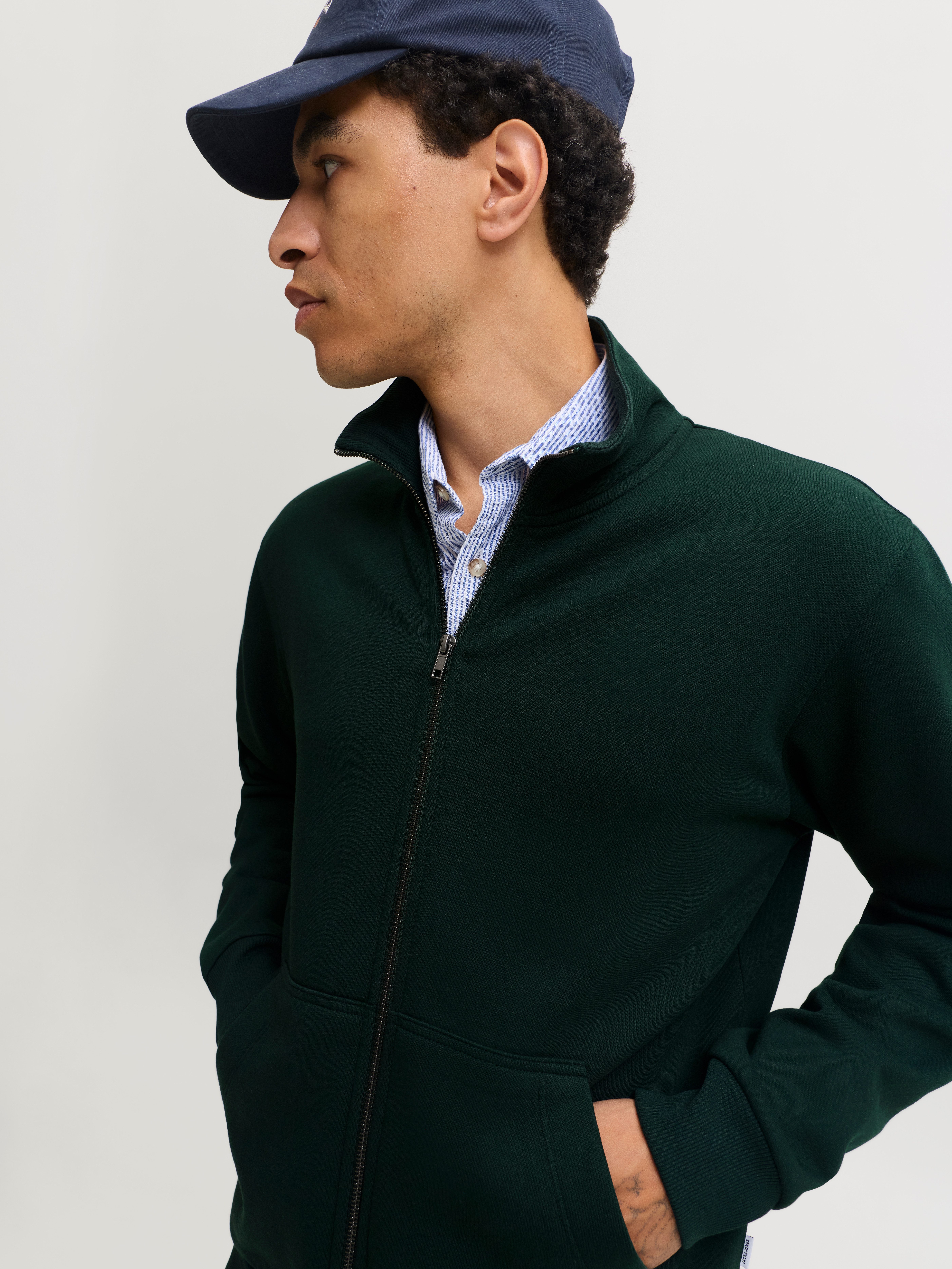 Jack & Jones Sweatjacke JJEBRADLEY SWEAT ZIP HN NOOS Materialmix, regular fit – Bild 3 von 5