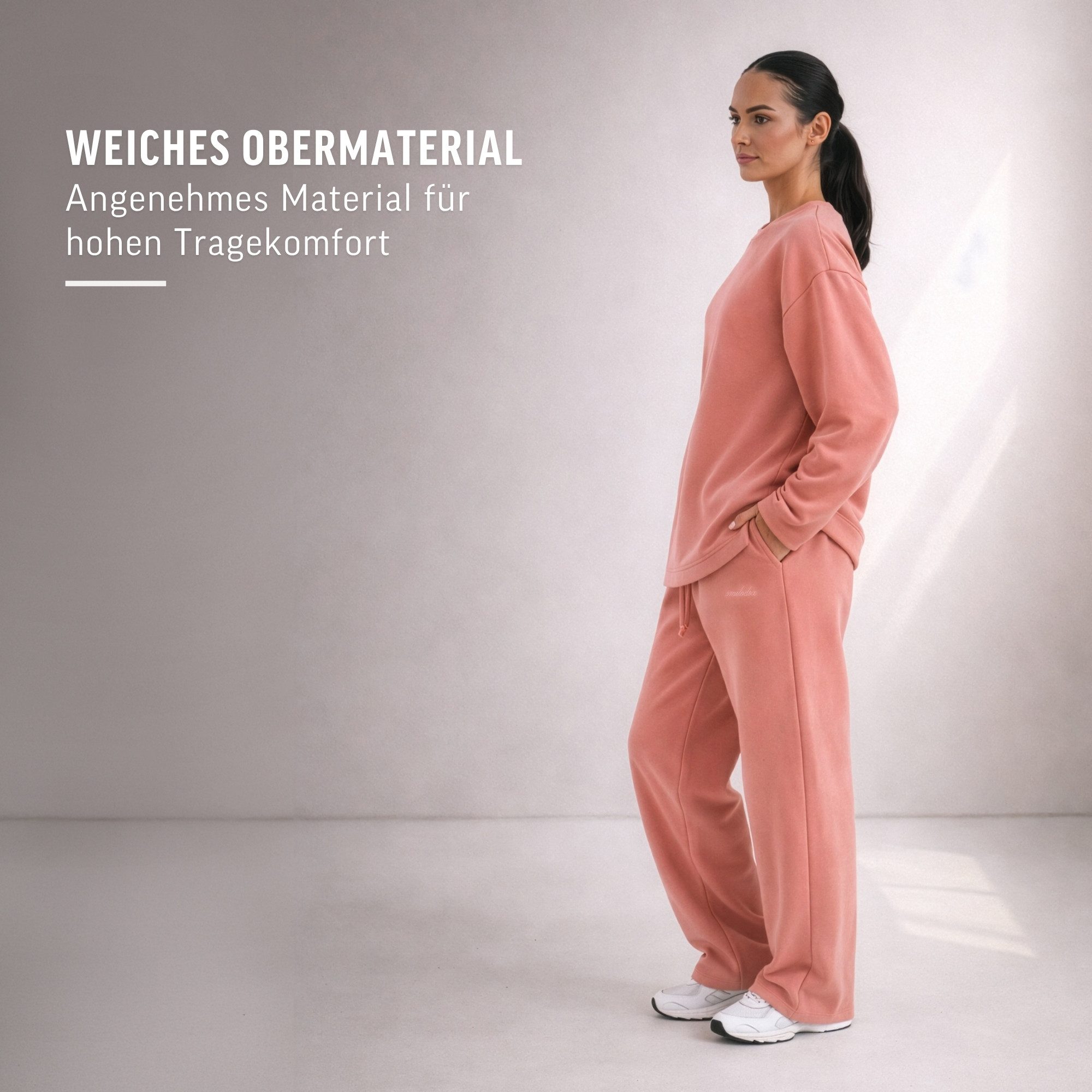 Smilodox Jogginghose Yelin, Trainingshose Damen Oversized Fit Wide-Leg mit Tunnelzug Elastischer Bund, Kordelzug, Weites Bein, Dezentes Logo, Freizeit