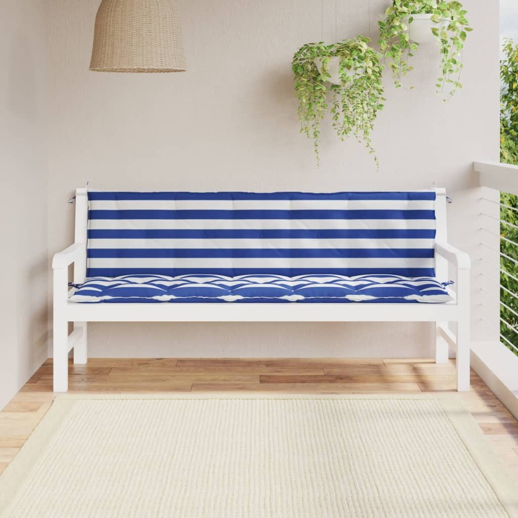 vidaXL Bankauflage, Gartenbank-Auflagen 2 Stk. Blau & Weiß Gestreift Oxford-Gewebe