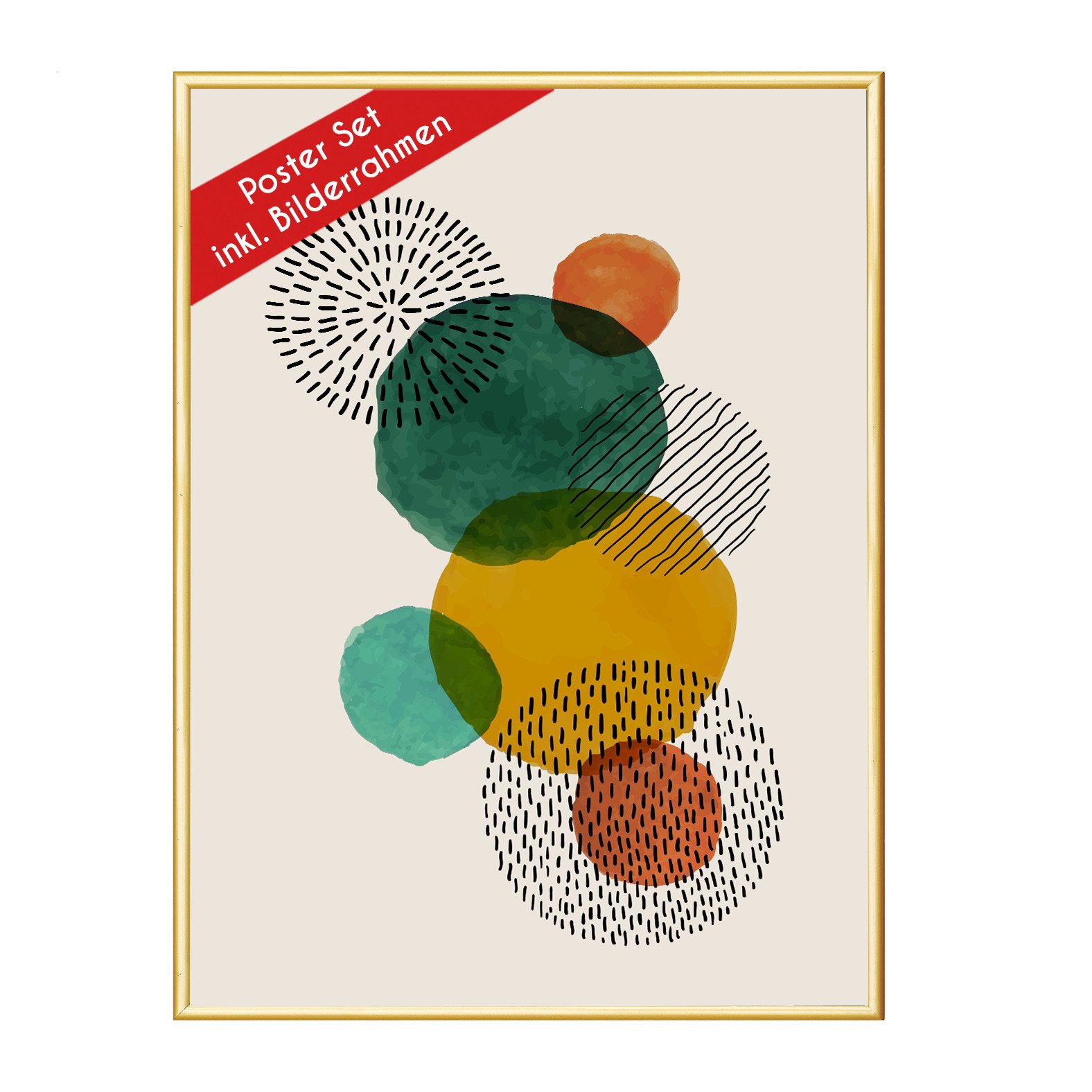 Wackadoo Living Плакат "Abstrakt" mit Изображенияrahmen, Wandbilder Wohnzimmer, Dots