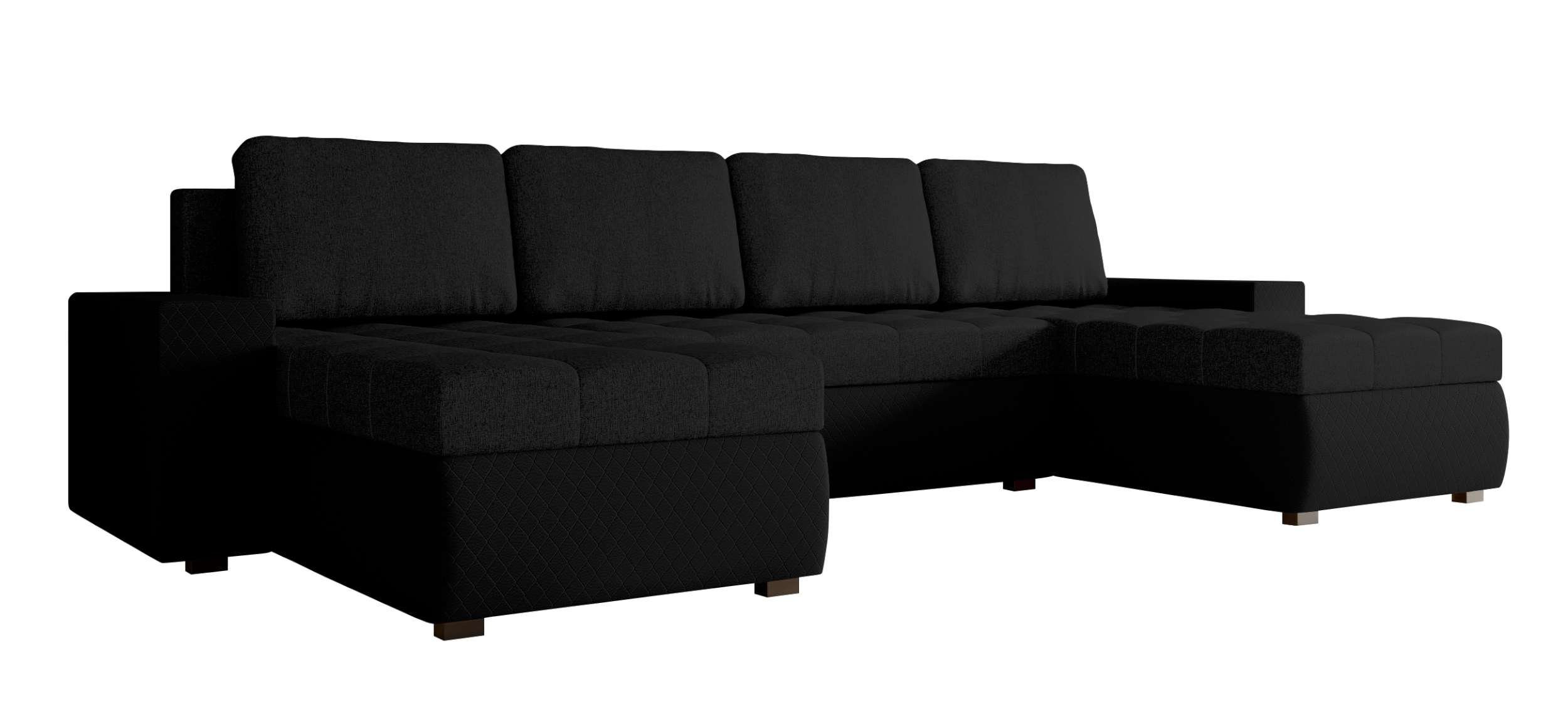 Stylefy Wohnlandschaft mit Eckcouch, Bettfunktion, Amelia, Design Bettkasten, Sitzkomfort, Modern U-Form, mit Sofa