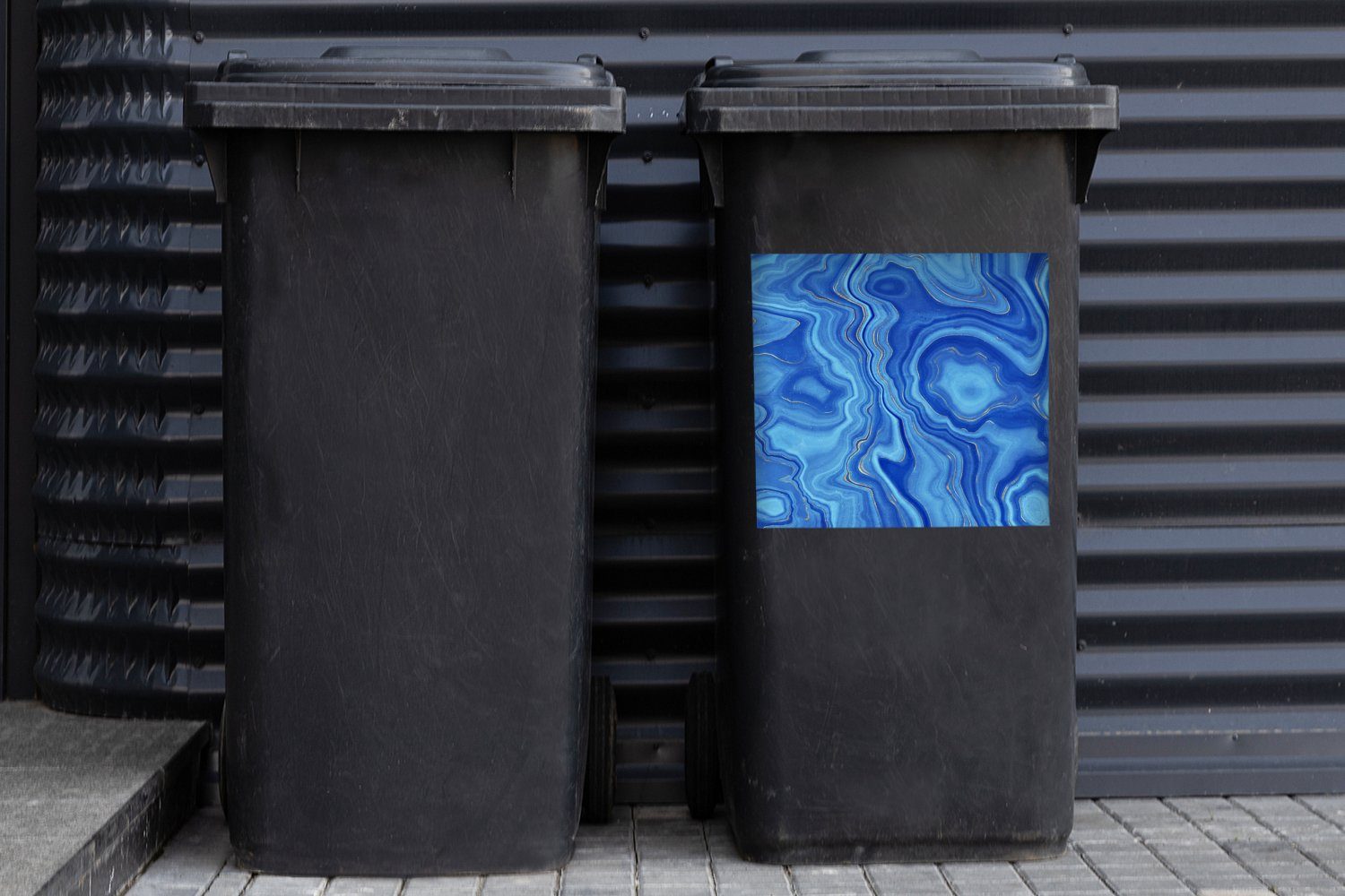 MuchoWow Wandsticker Blau - Achatgeode Steine - Container, - Marmor Abfalbehälter St), (1 Sticker, Mülleimer-aufkleber, Mülltonne