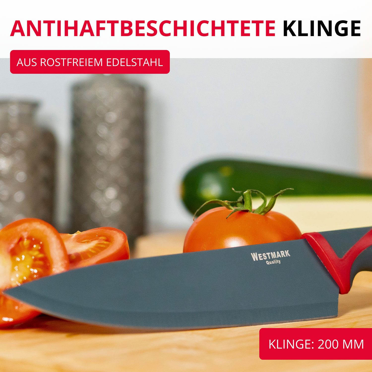 WESTMARK Allzweckmesser Klingenlänge: 20 cm, breite Klinge, mit Klingenschutz, Chef-/Küchenmes