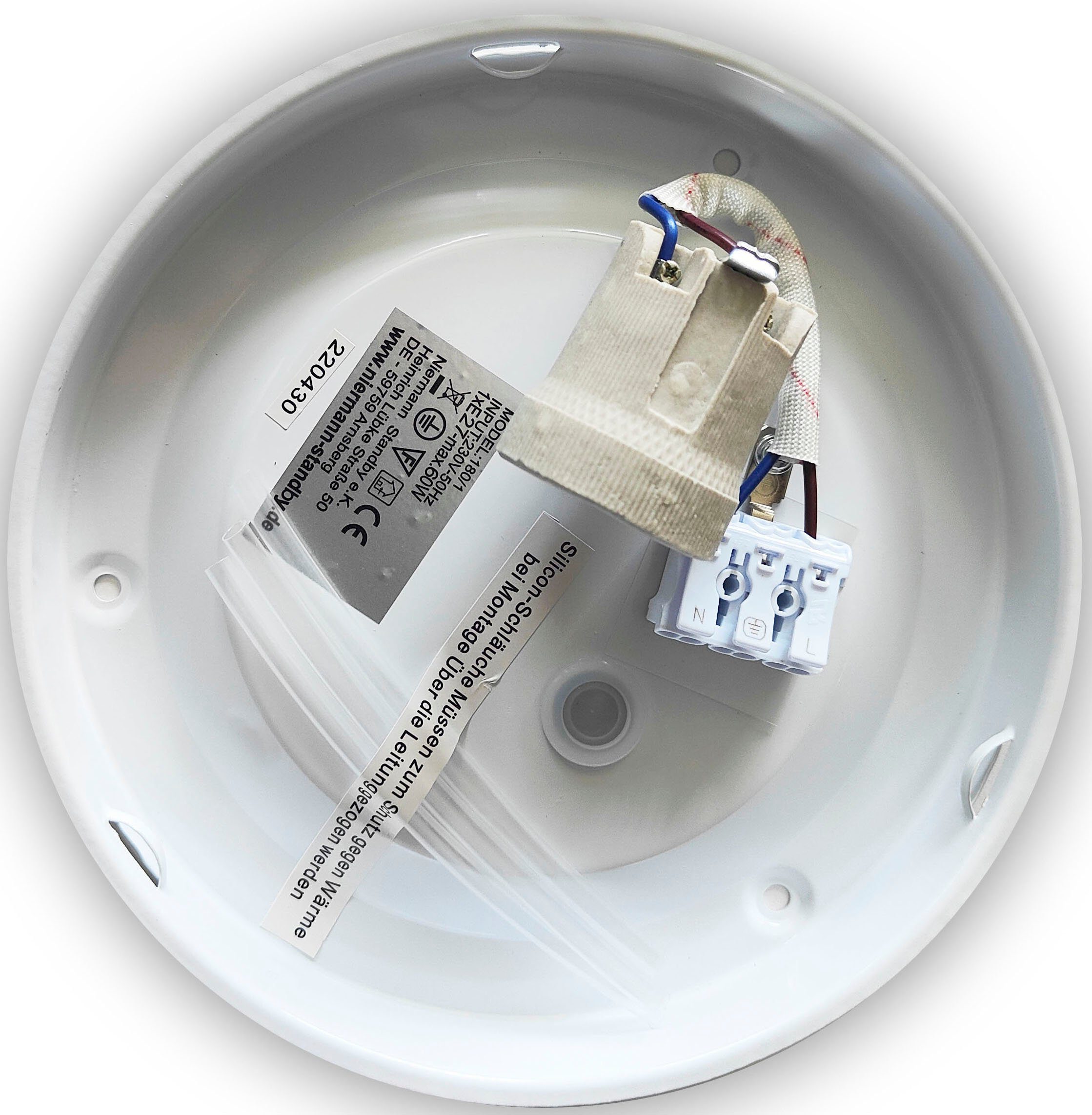 niermann Deckenleuchte Opal matt, Dekorring Nickel matt