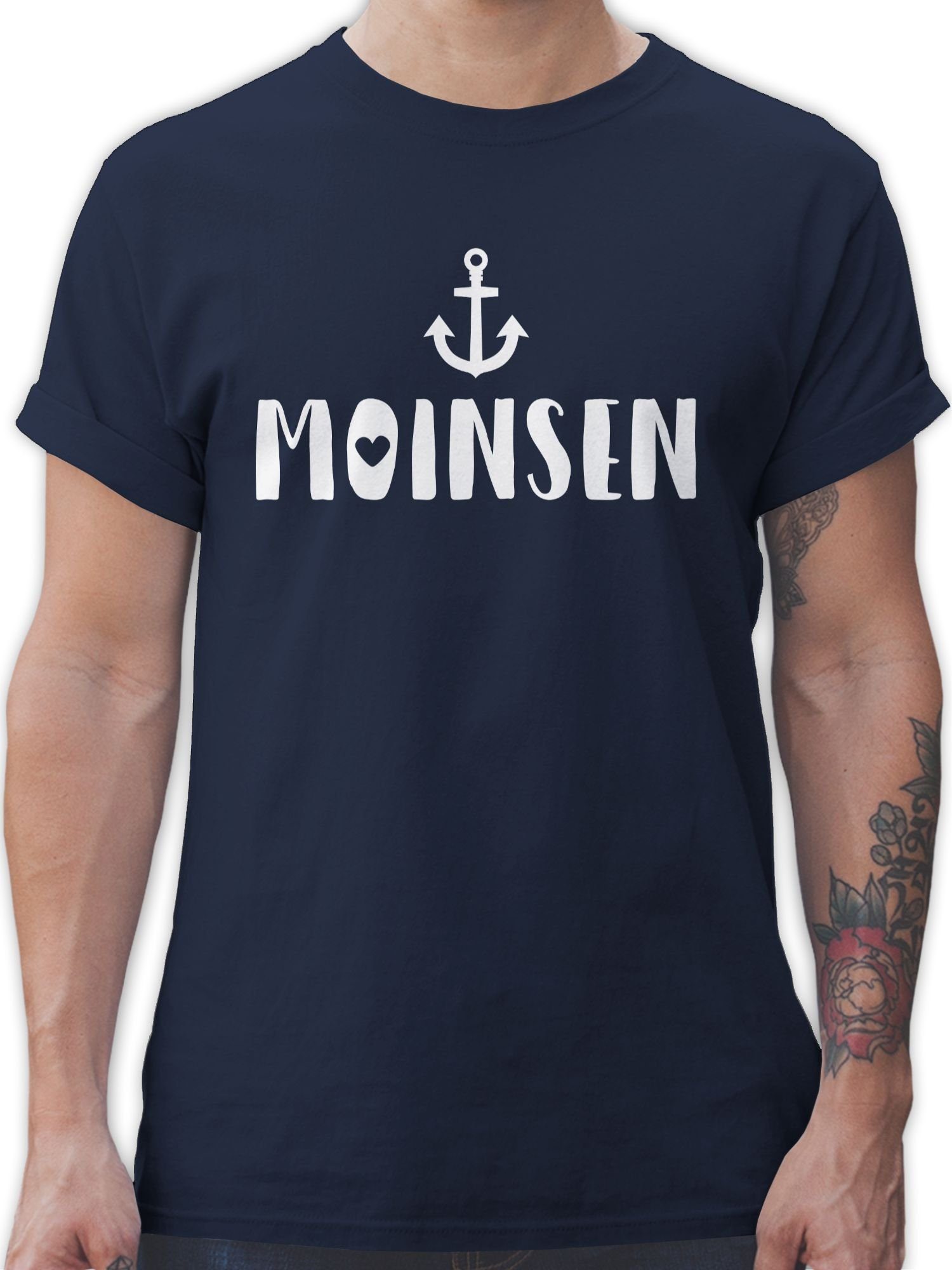 Shirtracer T-Shirt Moinsen Sprüche Statement 1 Navy Blau