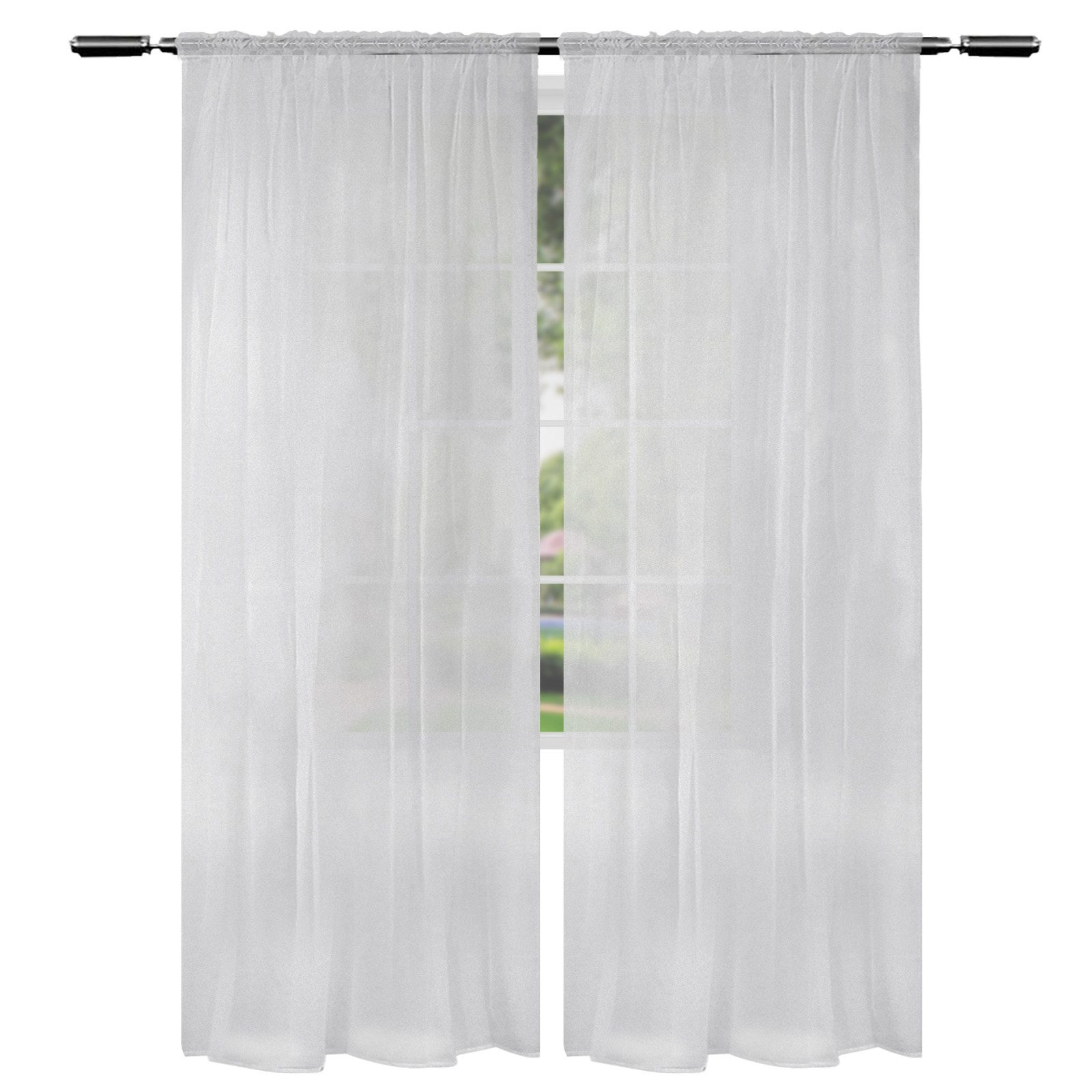 Woltu Gardine, Kräuselband (2 St), halbtransparent, günstig online kaufen