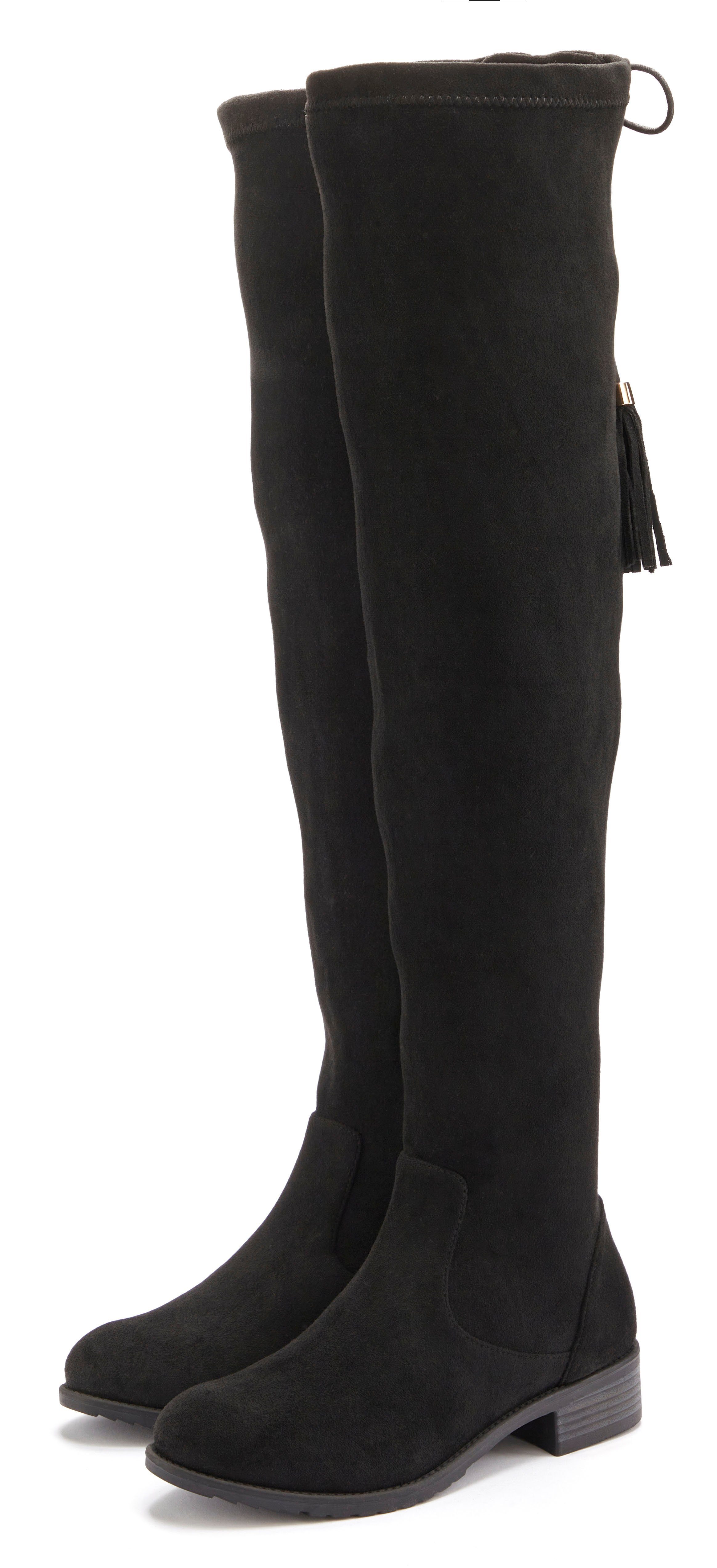 LASCANA Stiefel, Langschaftstiefel Overkneestiefel mit elastischem Weitscha günstig online kaufen