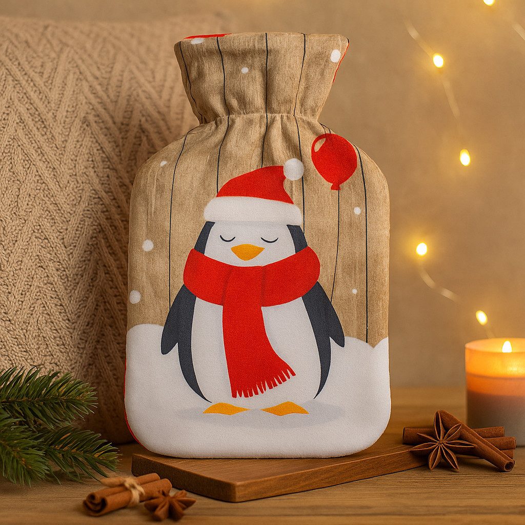 Out of the Blue Wärmflasche Weihnachts Wärmflasche 1L mit Motivbezug 26x16 cm 4 Designs, Wärmender Weihnachtsgruß mit Kuschelfaktor