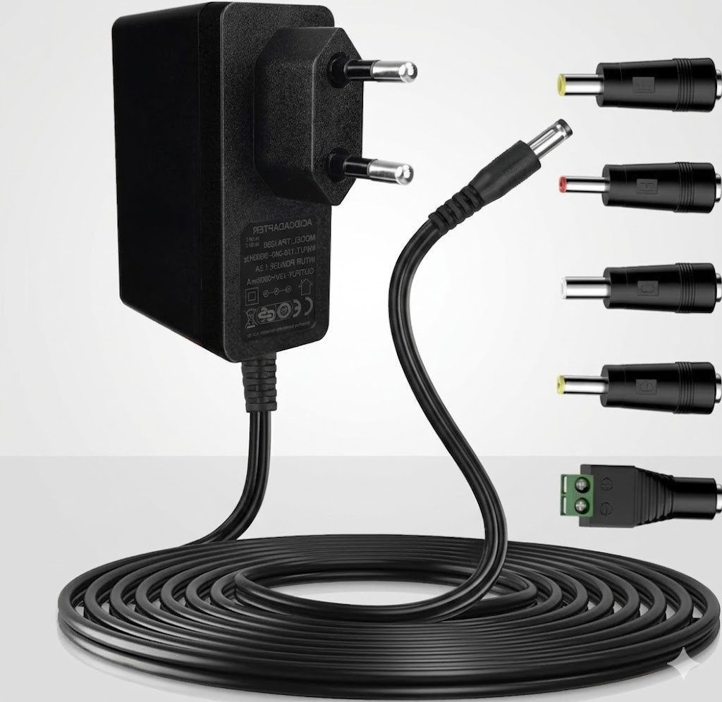 kowdom 12V Netzteil 3A 36W Universal AC Adapter 2m Kabel 5 Stecker Universal-Netzteil (5 Adapterköpfe, 2m Kabel, geräuschlos (0 dB), CE-zertifiziert)