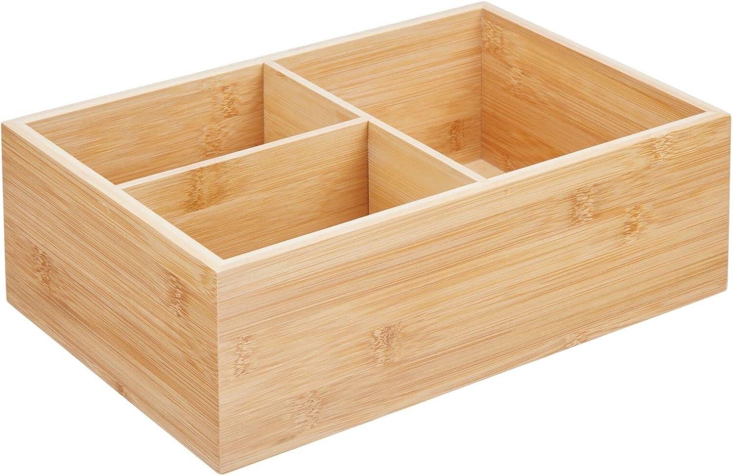 mDesign Aufbewahrungssystem mDesign Deckelhalter Aufbewahrungskorb Organizer 3 Fächer Küche Bamb