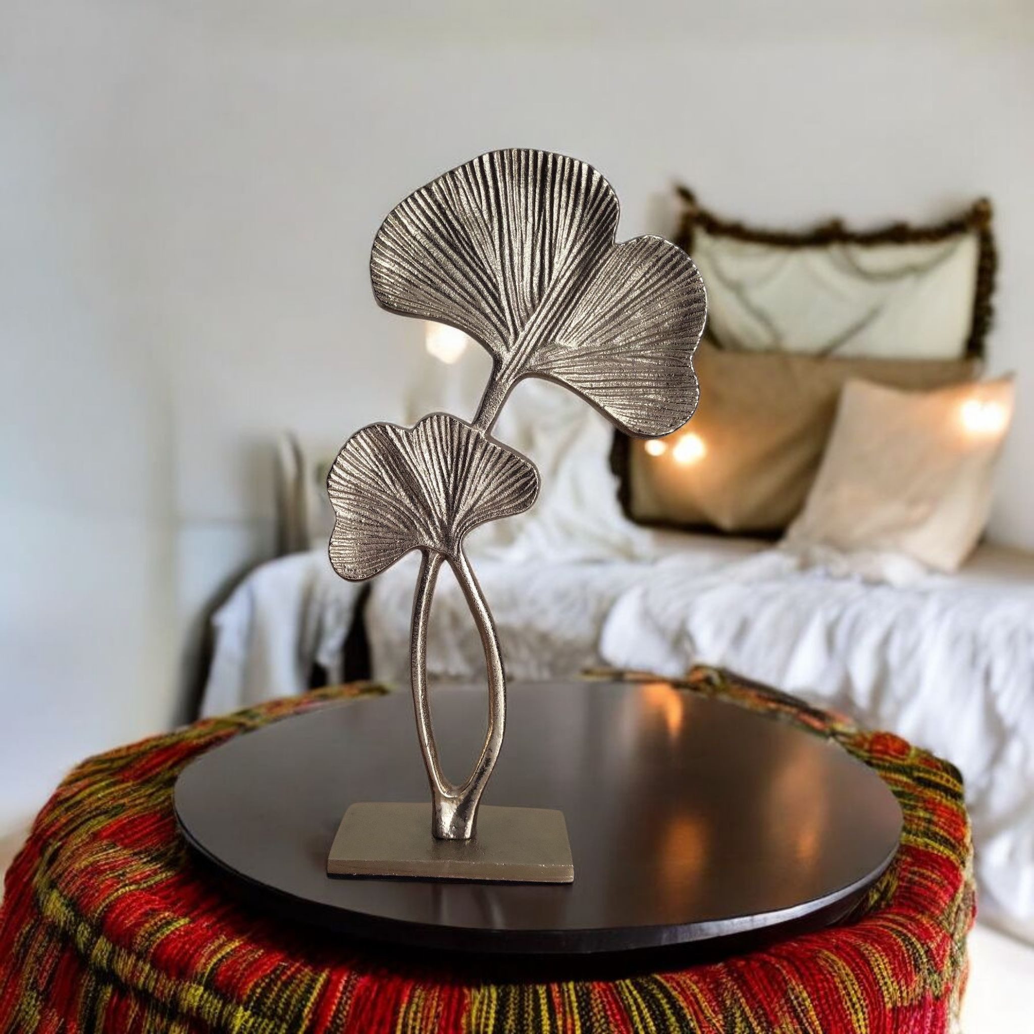 Preis-Shop24 Dekofigur Deko Ginkgo Blätter auf Sockel, gold günstig online kaufen