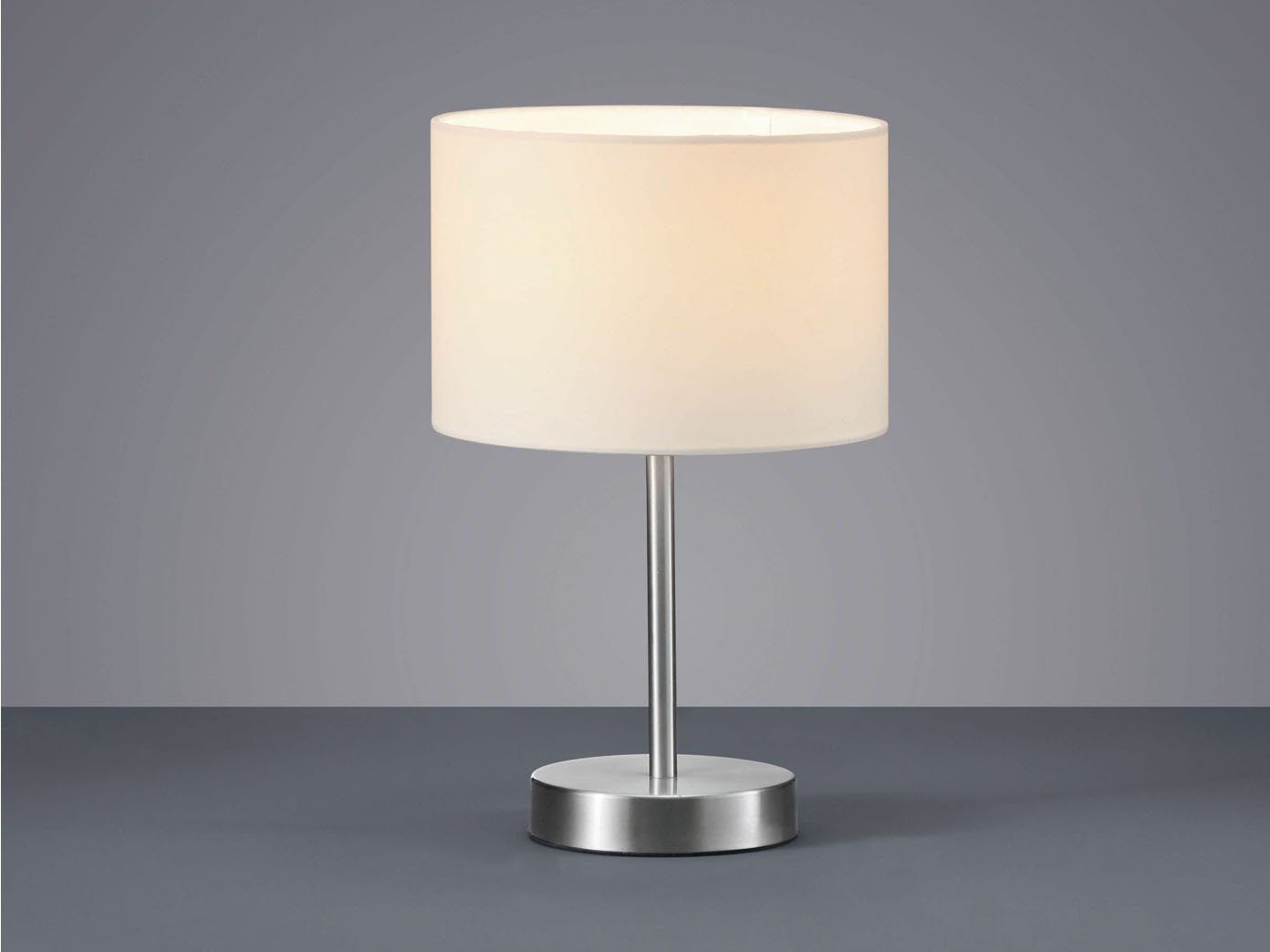 TRIO Leuchten LED Nachttischlampe mit Stoff Lampenschirm Höhe 32cm, Dimmfunktion, LED wechselbar, Warmweiß, Designklassiker Tischlampe dimmbar für Nachttisch & Fensterbank