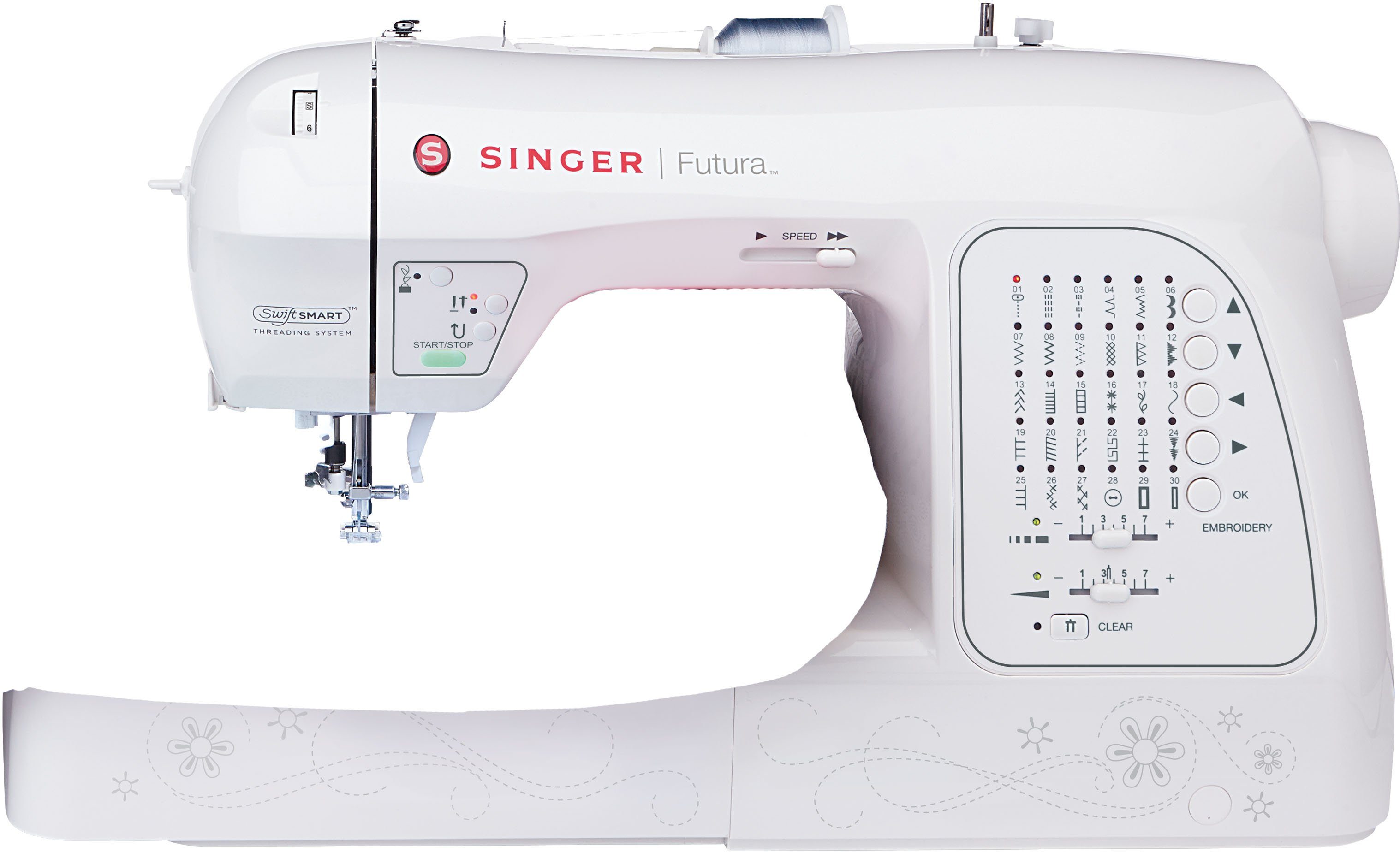 Singer Näh und Stickmaschine Futura XL420, Stickfläche 260 x 160 mm, inkl. 3 Stickrahmen, 30