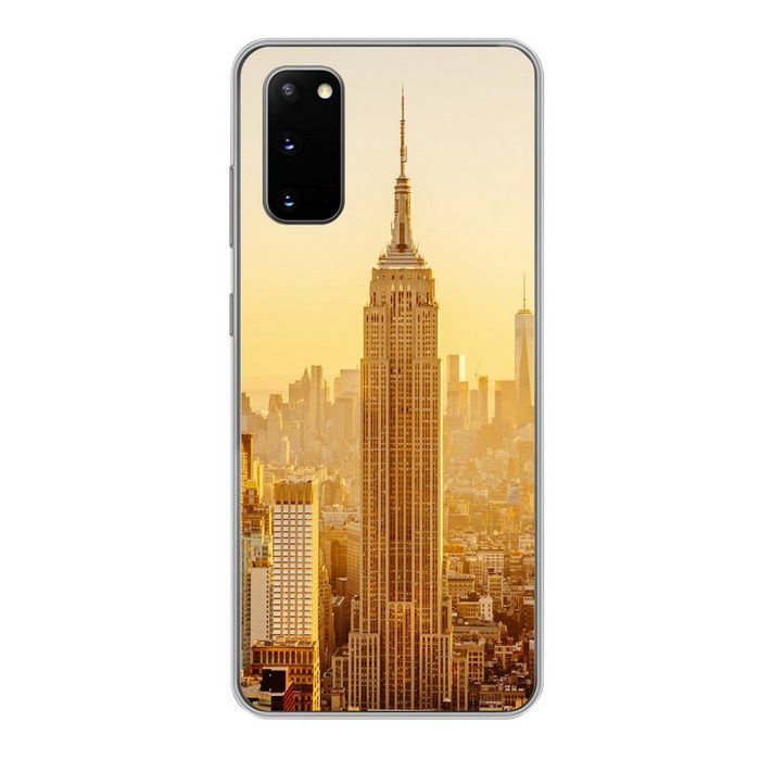 MuchoWow Handyhülle Goldener Sonnenuntergang am Empire State Building in New York Phone Case Handyhülle Samsung Galaxy S20 Silikon Schutzhülle