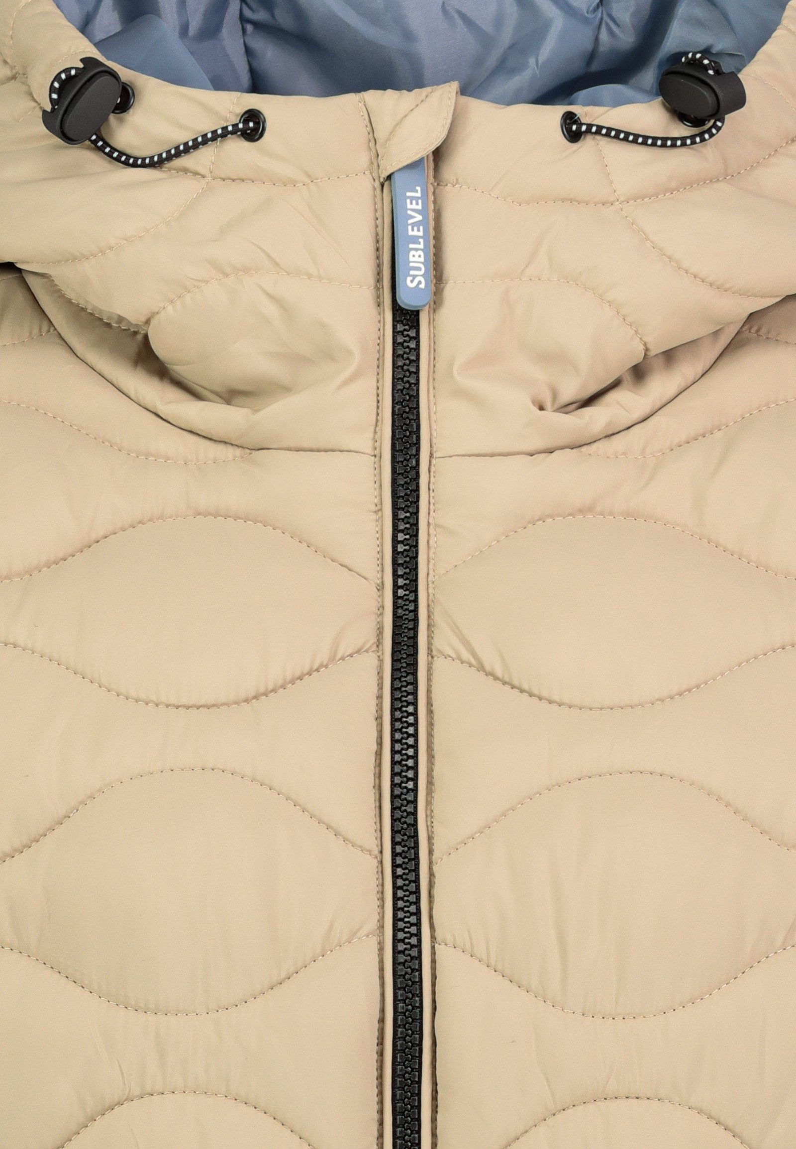 SUBLEVEL Steppjacke Damen Mantel mit Kapuze Parka lange Winter Jacke