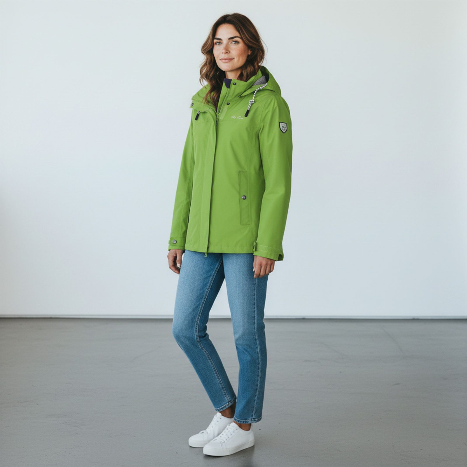 Dry Fashion Funktionsjacke Norderney Damen Übergangsjacke Wasserdicht - Outdoor-Jacke Winddicht Atmungsaktiv, Verschweißte Nähte, Kapuze abnehmbar, 2-Wege-Verschluss