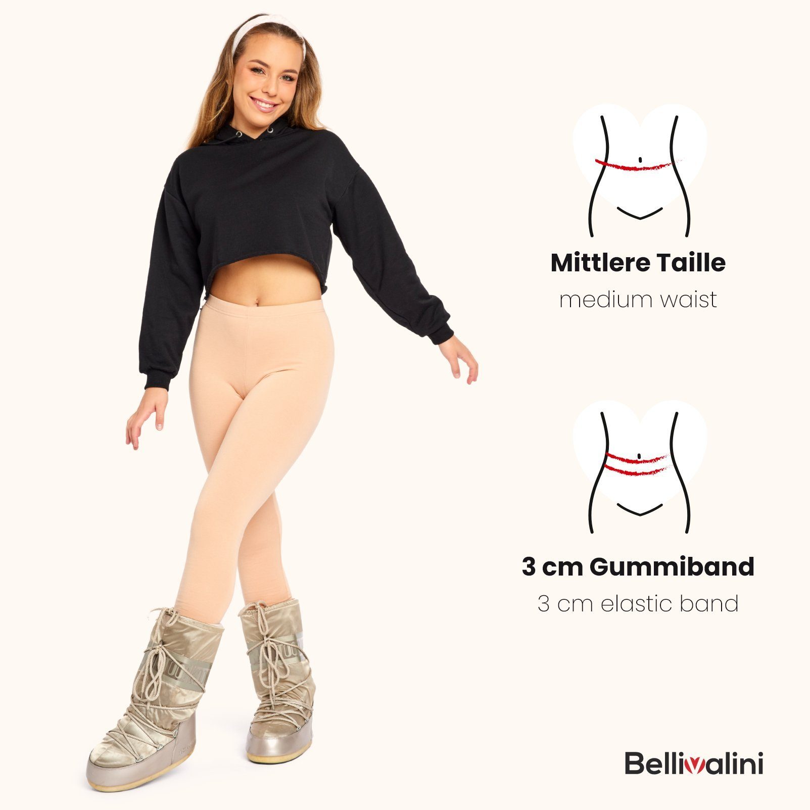 Bellivalini Leggings Damen Warme Thermoleggings BLV50-321 (1-tlg) Gefüttert, mit Fußsteg